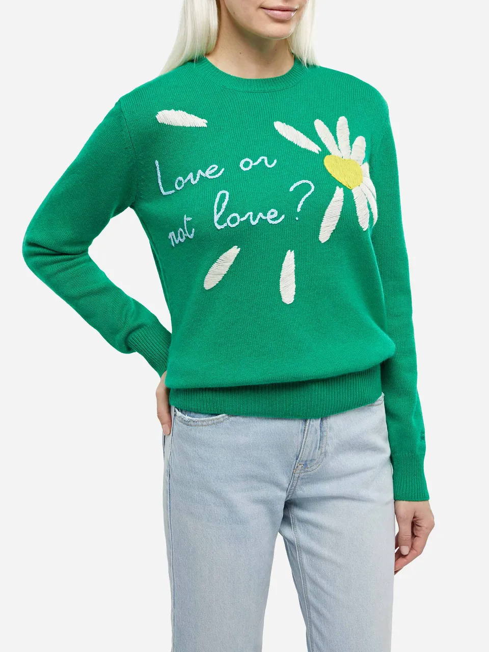 mc2-saint-barth-new-queen-maglia-donna-verde-filato-spazzolato-ricamo-love image 1