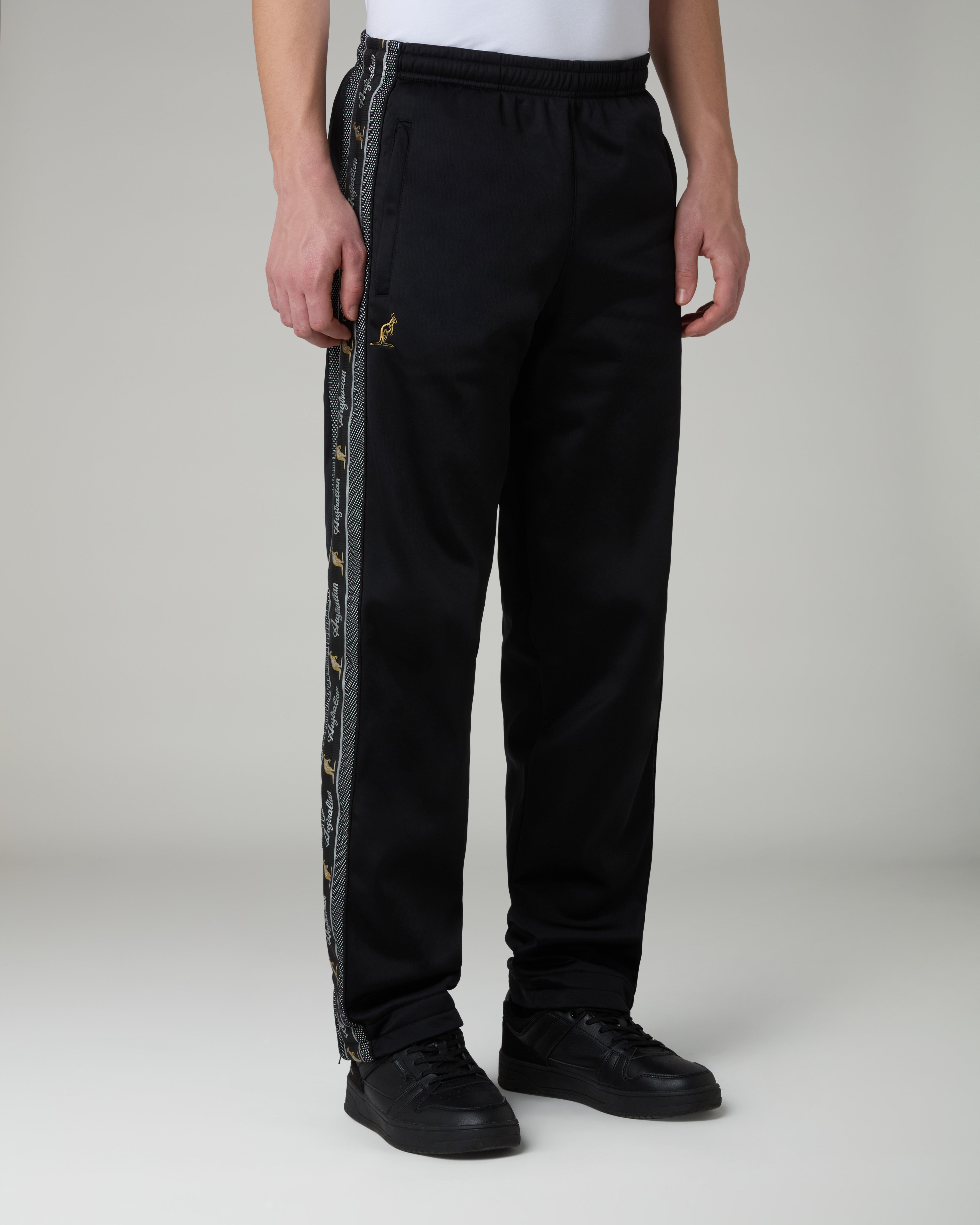 australian-black-tape-track-pants-pantalone-tuta-acetato-nero-banda-laterale image 1