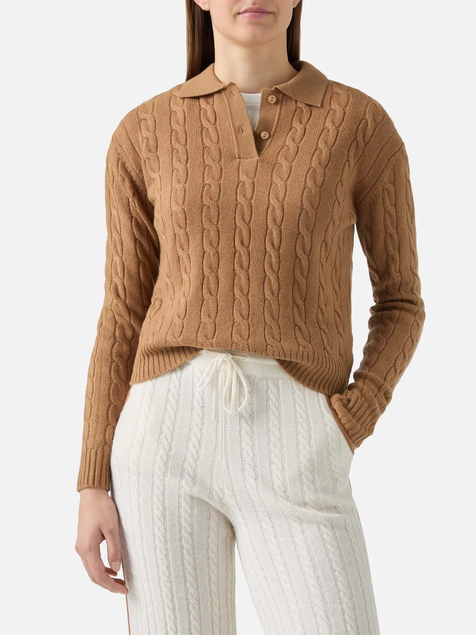 mc2-saint-barth-savoy-maglione-polo-a-trecce-in-lana-merino-cammello image 1