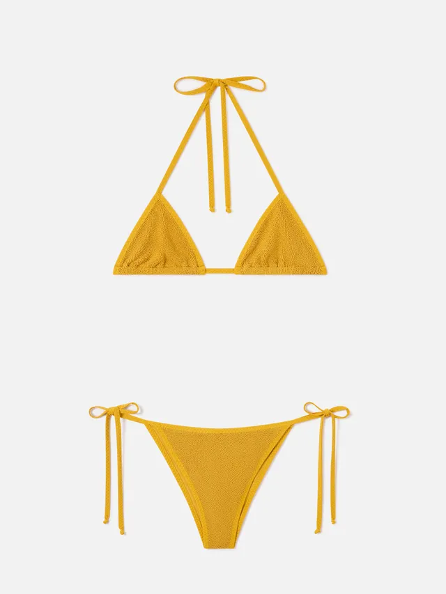 mc2-saint-barth-bikini-leah-marielle-triangolo-in-tessuto-crinkle-ocra-donna image 1