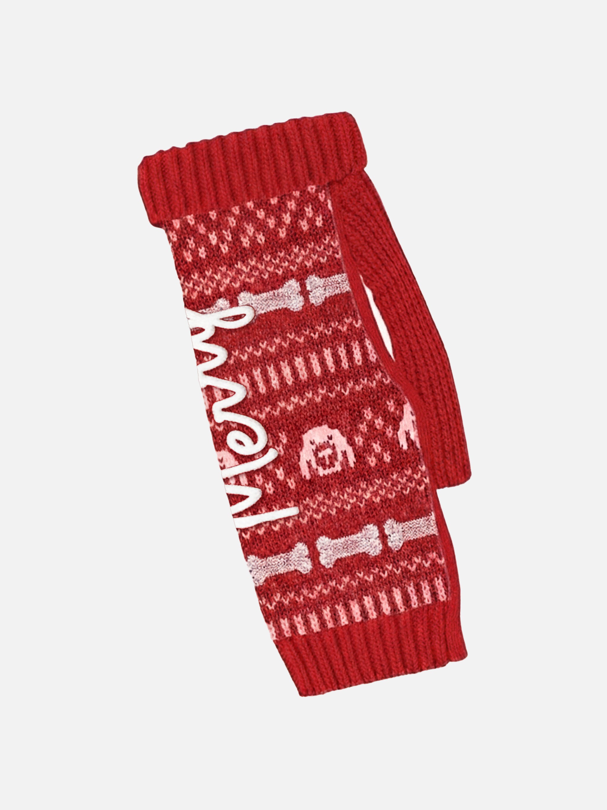 mc2-saint-barth-maglione-per-cani-merry-fair-isle-rosso-dolcevita image 3