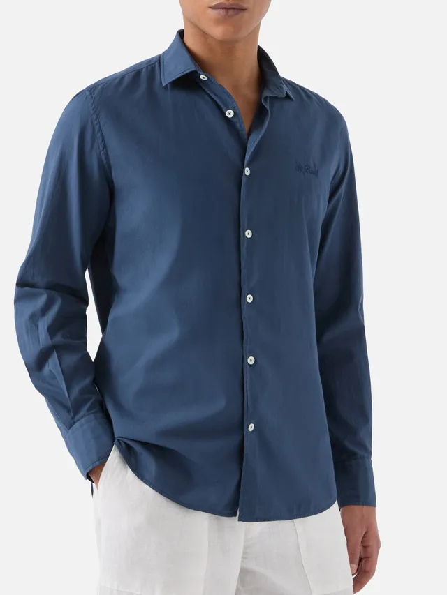 mc2-saint-barth-chemise-ice-camicia-uomo-in-voile-di-cotone-blu-navy image 1