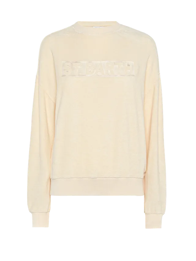 mc2-saint-barth-stardust-felpa-in-spugna-di-cotone-beige image 1