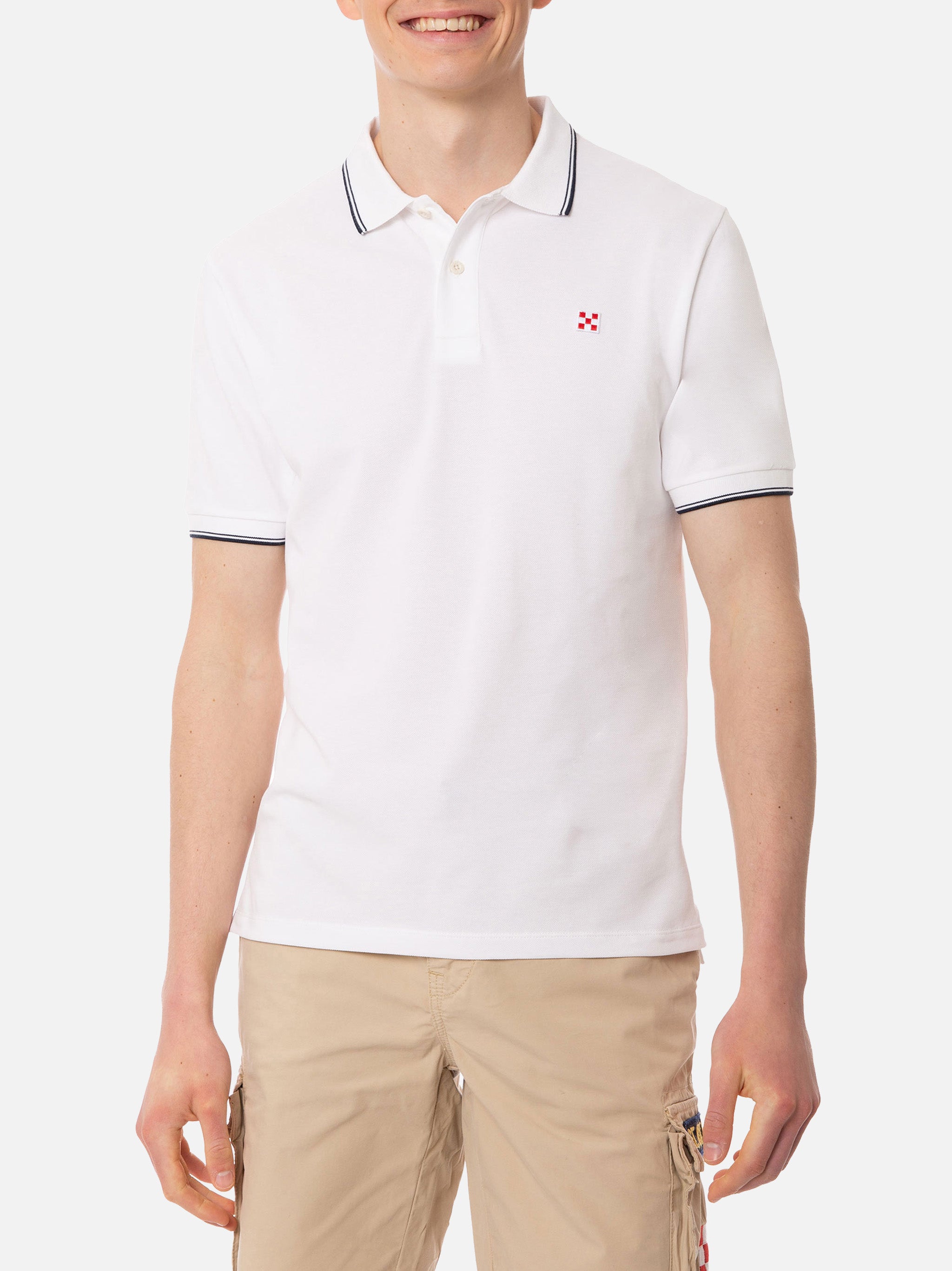 mc2-saint-barth-polo-uomo-in-piquet-di-cotone-bianca-con-logo image 1