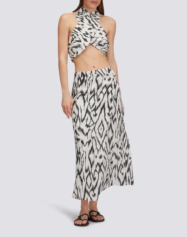 sundek-top-donna-in-lino-cropped-incrociato image 1