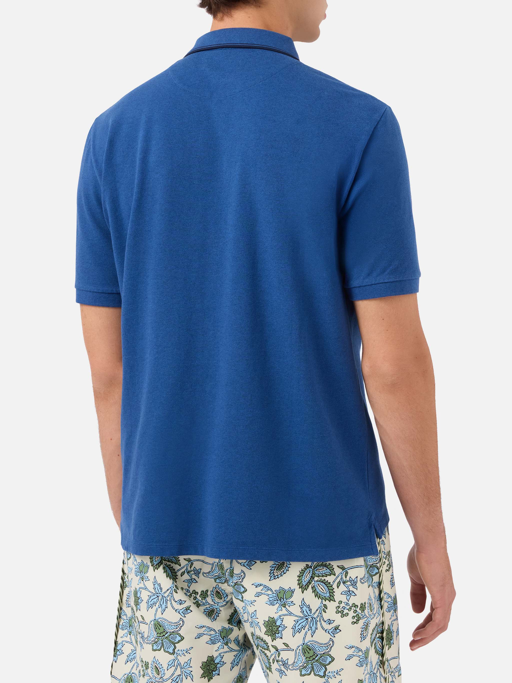 mc2-saint-barth-beverly-hills-polo-uomo-in-cotone-piquet-blu-denim image 3
