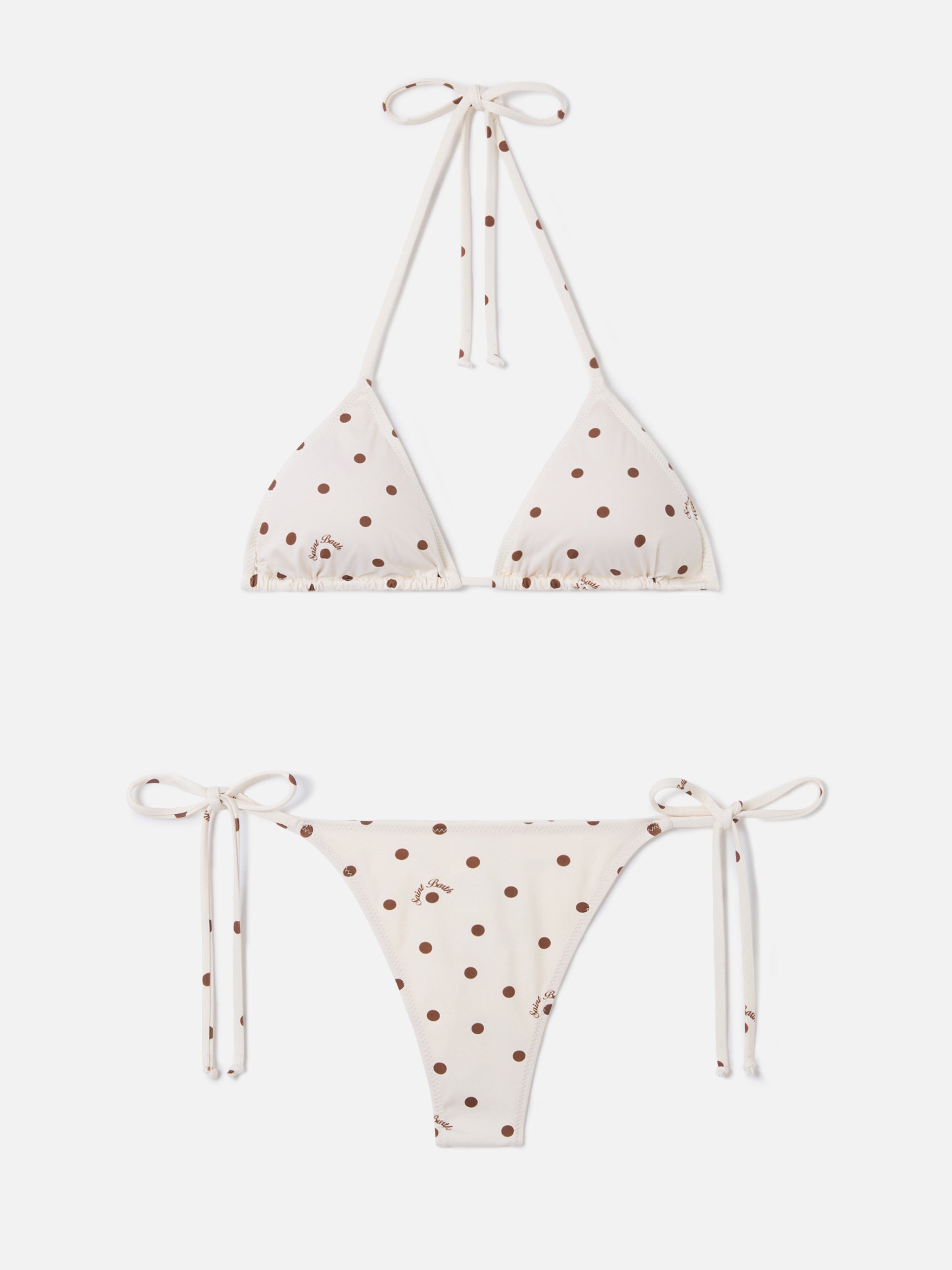 mc2-saint-barth-bikini-leah-norah-con-stampa-pois-beige-e-marrone image 1