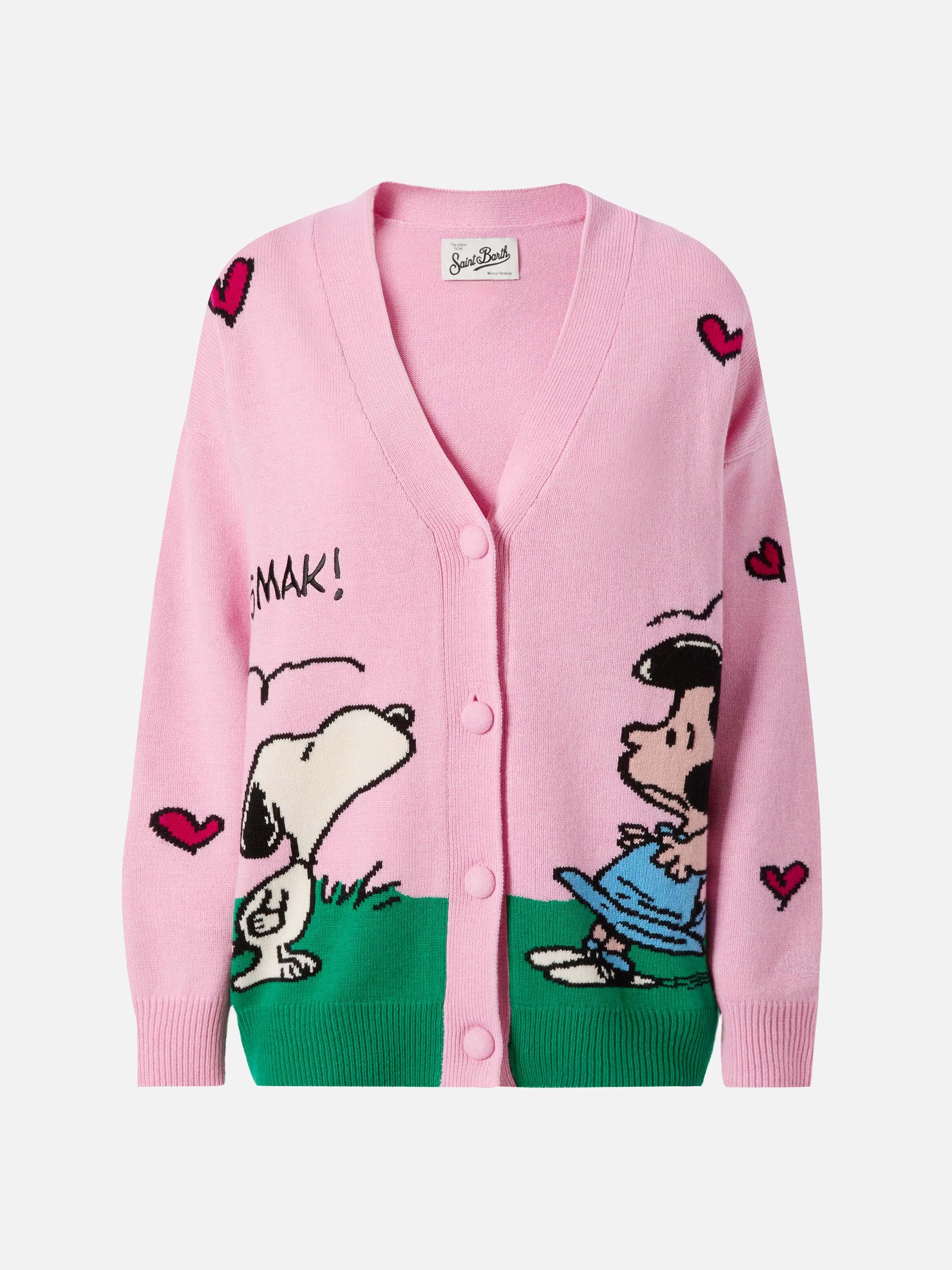 mc2-saint-barth-sasi-cardigan-misto-cashmere-rosa-jacquard-snoopy-peanuts image 5