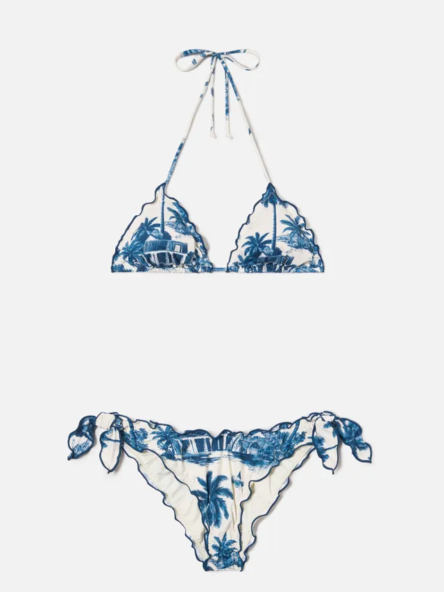 mc2-saint-barth-bikini-sarius-triangolo-donna-toile-de-jouy-blu-special-edition image 1