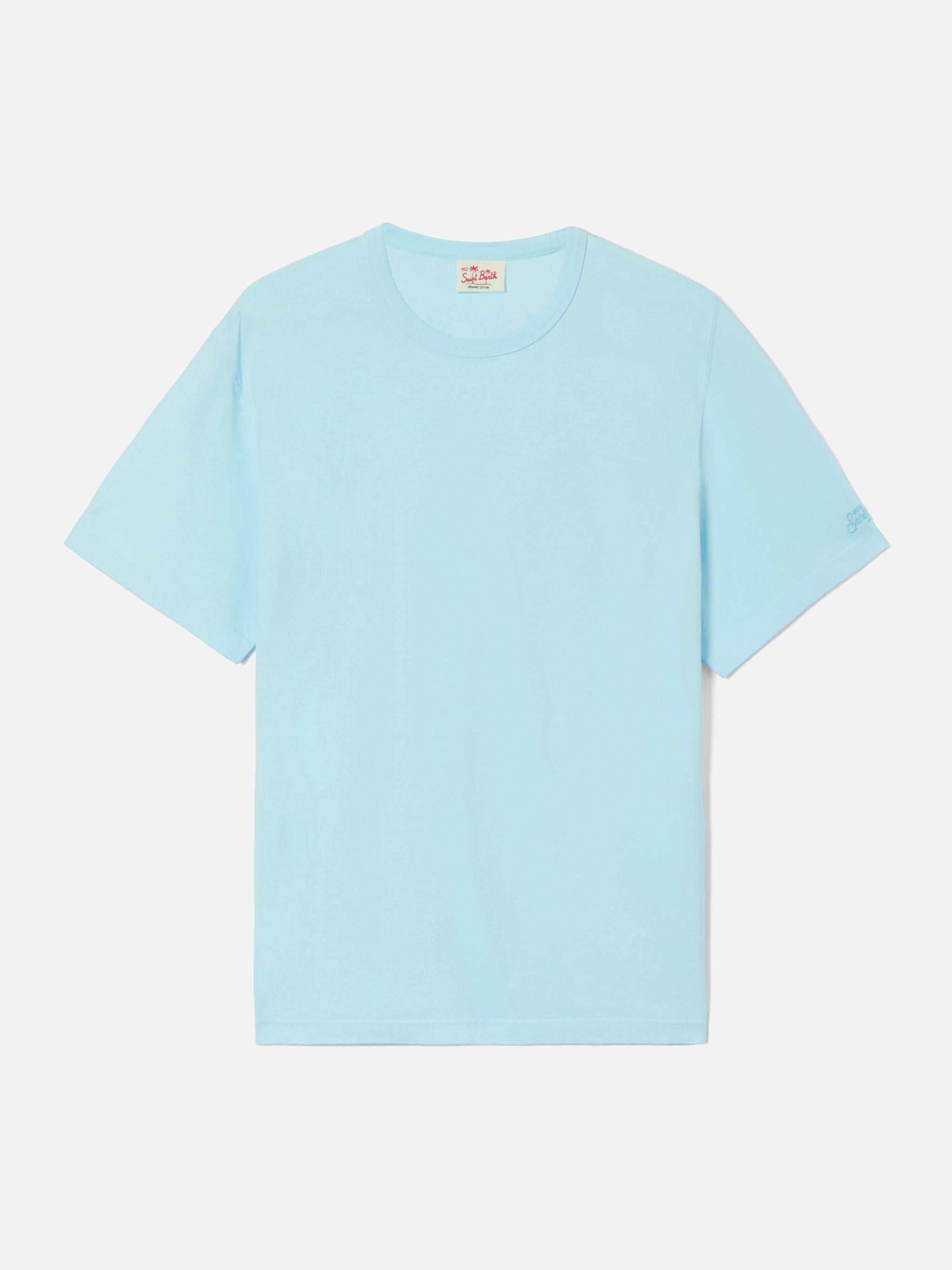 mc2-saint-barth-dover-t-shirt-uomo-verde-acqua-in-cotone-con-ricamo-logo image 1