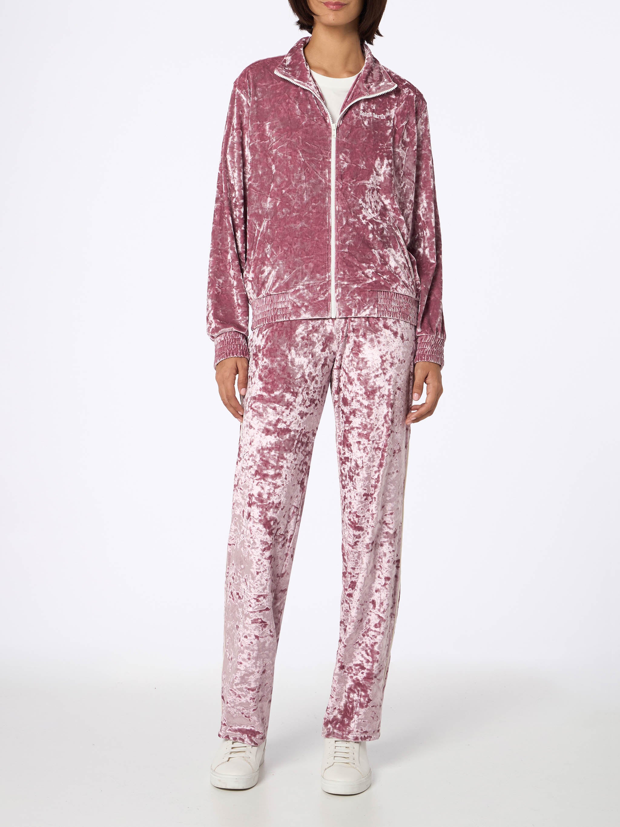 felpa-donna-mc2-saint-barth-miriam-in-ciniglia-rosa-con-zip image 3