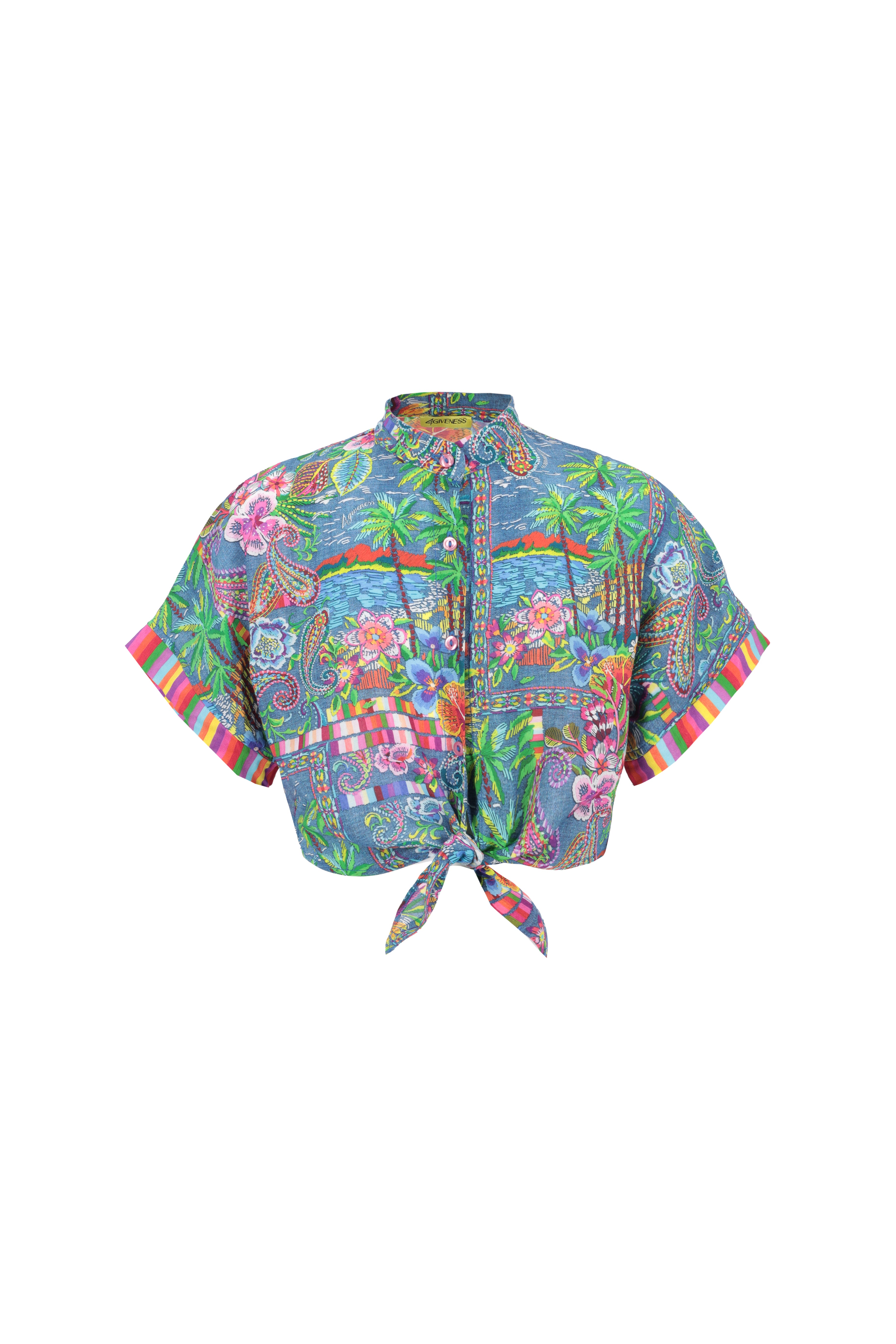 4giveness-camicia-crop-con-nodo-in-mussola-fantasia-cover-up-bimba image 1