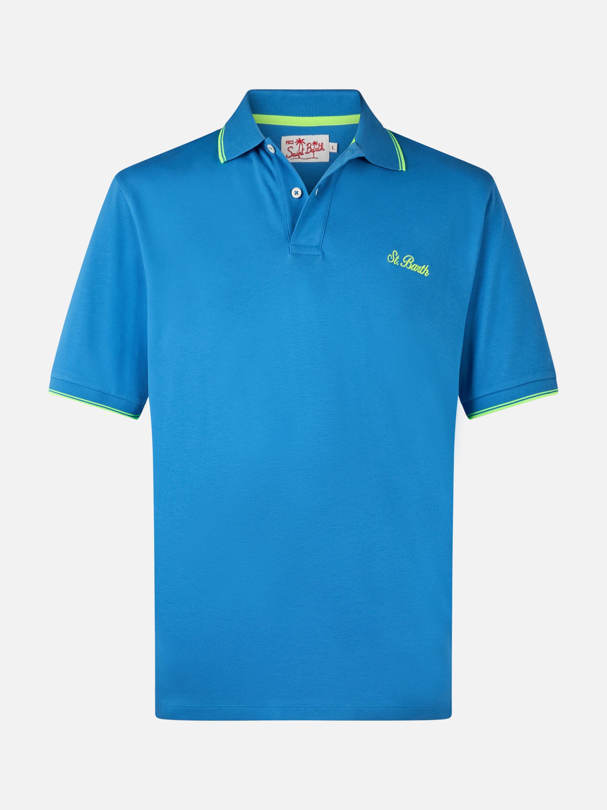 polo-mc2-saint-barth-beverly-hills-in-cotone-piqu-bluette-con-ricamo-palme image 4