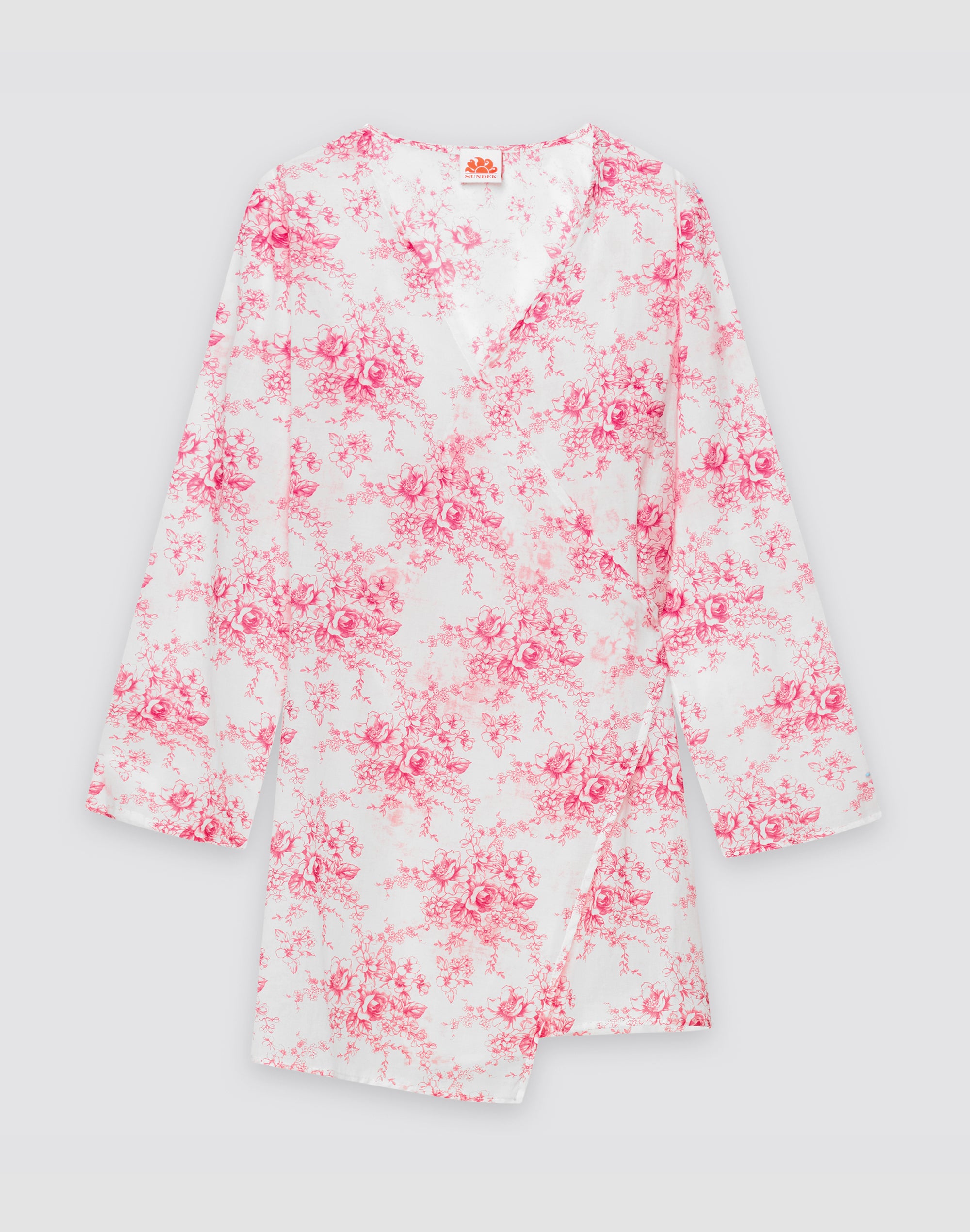 sundek-abito-donna-wrapover-corto-rose-de-joie-in-voile-di-cotone-w218drvl3jd image 1