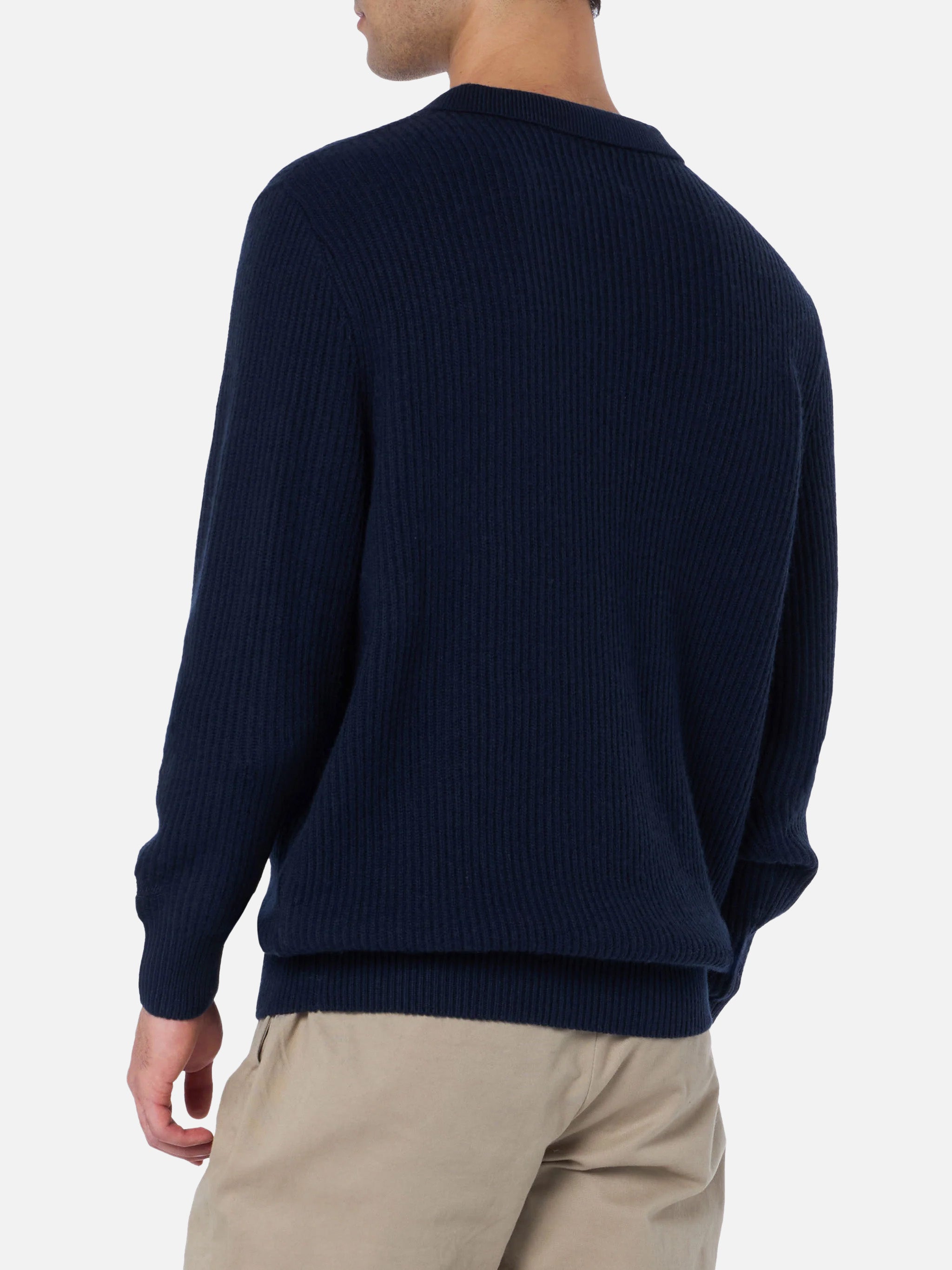 mc2-saint-barth-maglione-uomo-downing-blu-navy-a-coste-in-misto-cashmere image 3