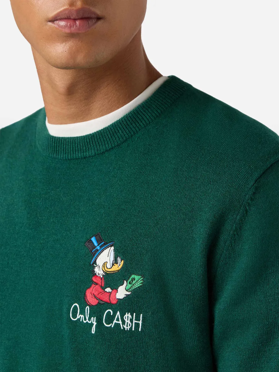mc2-saint-barth-maglione-heron-light-uomo-verde-con-ricamo-zio-paperone-disney image 1