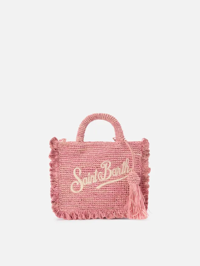 mc2-saint-barth-borsa-volant-mini-rosa-raffia-logo-ricamato image 1