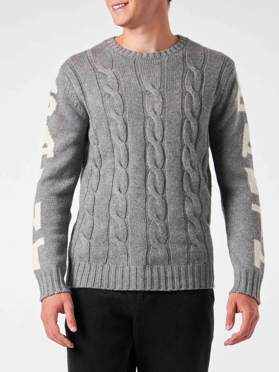 mc2-saint-barth-maglia-bergen-uomo-a-trecce-grigio-melange image 1