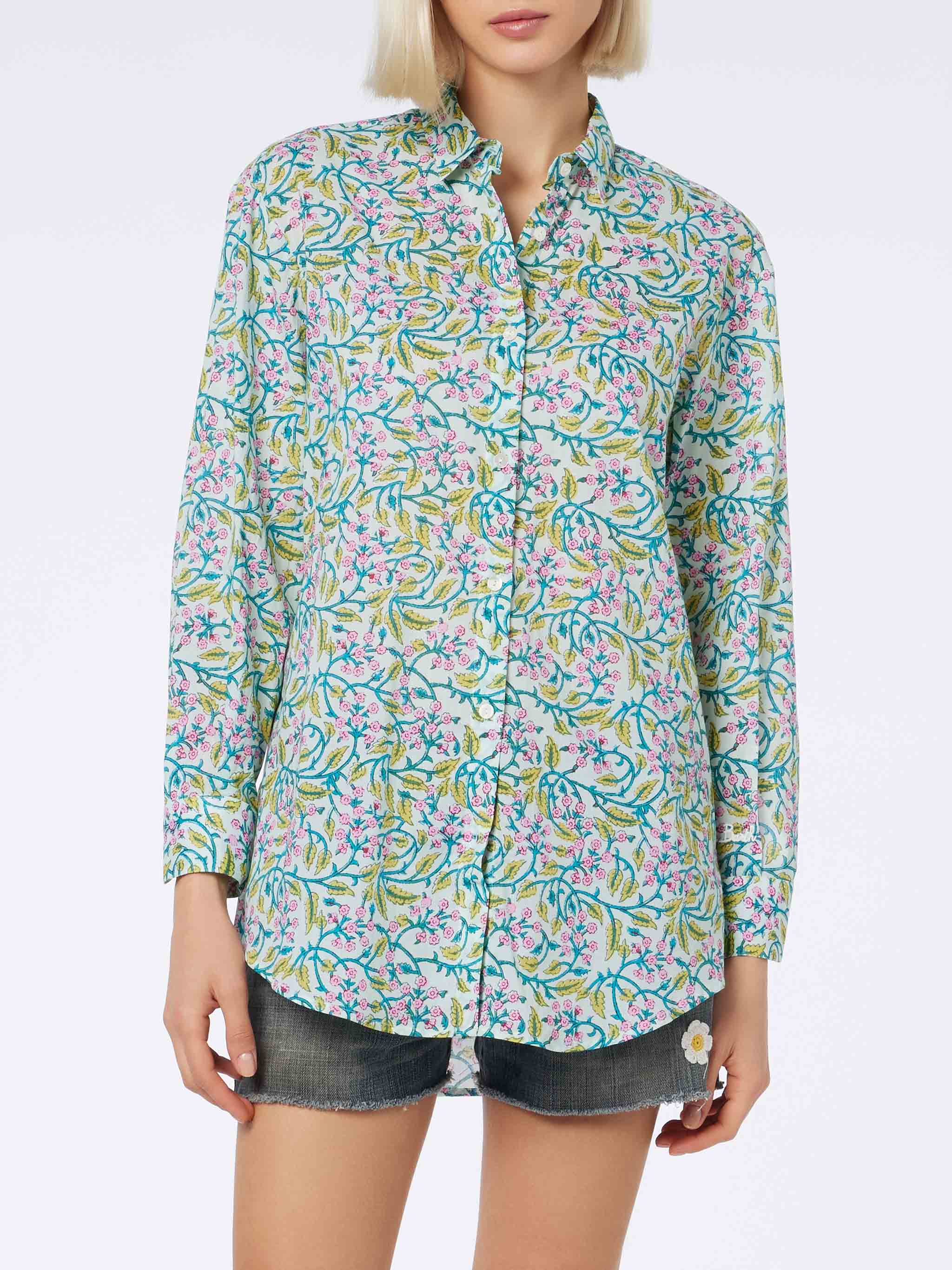 mc2-saint-barth-brigitte-camicia-donna-in-cotone-multicolor-floreale-verde image 1