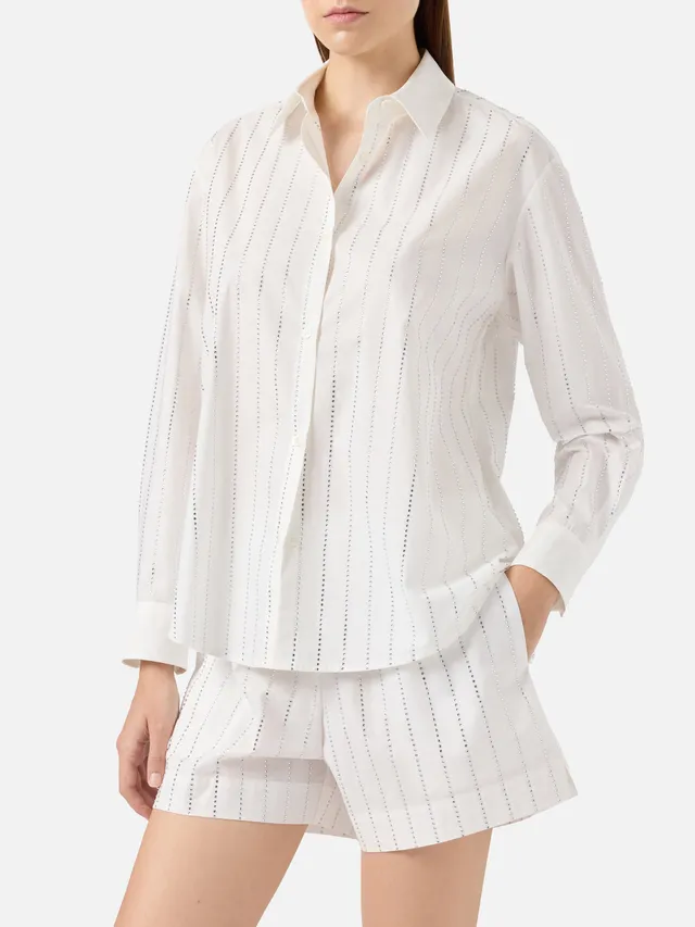 mc2-saint-barth-camicia-meredith-donna-bianca-popeline-cotone-con-strass image 1