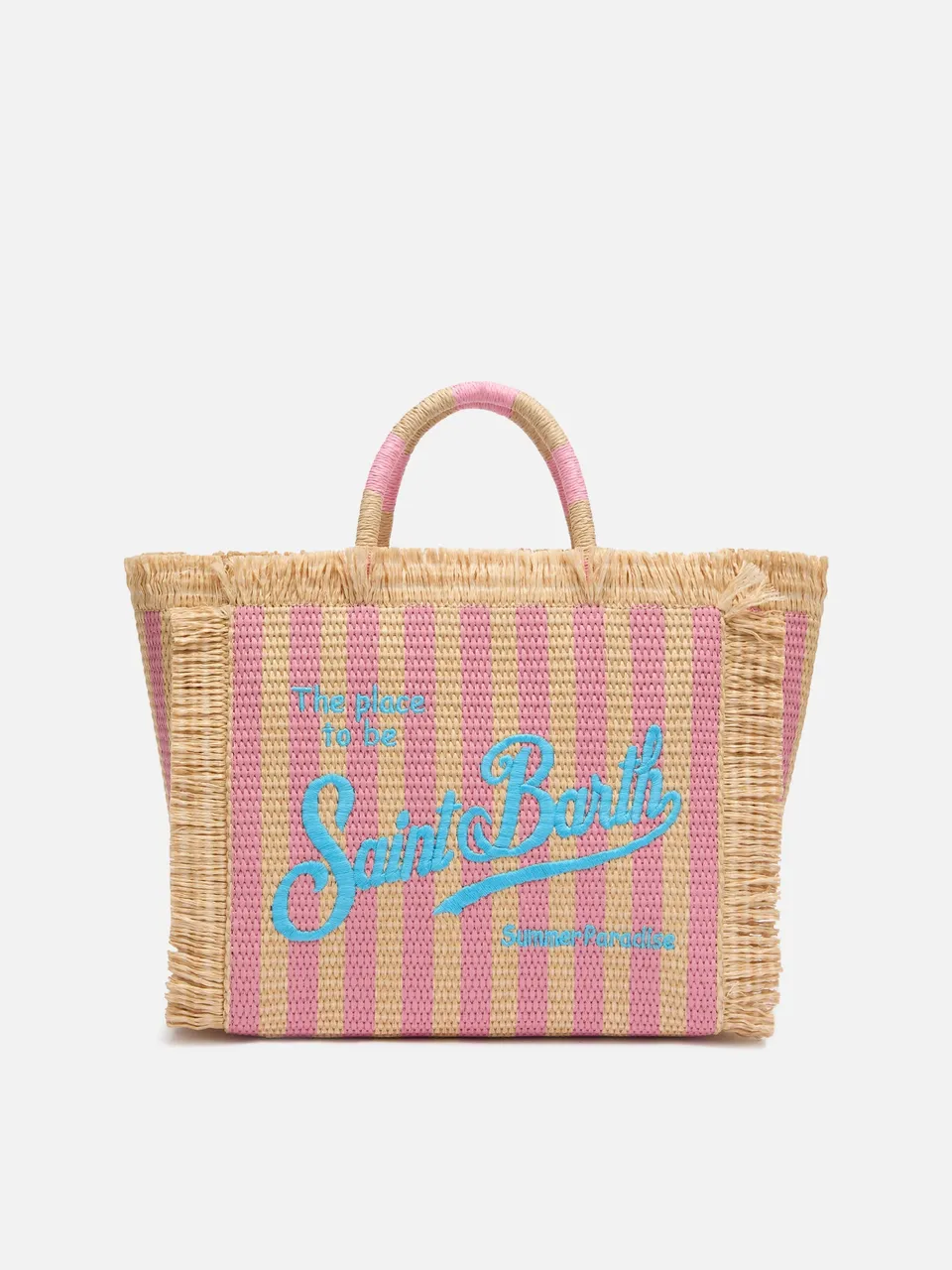 mc2-saint-barth-colette-borsa-effetto-paglia-beige-con-righe-rosa image 1