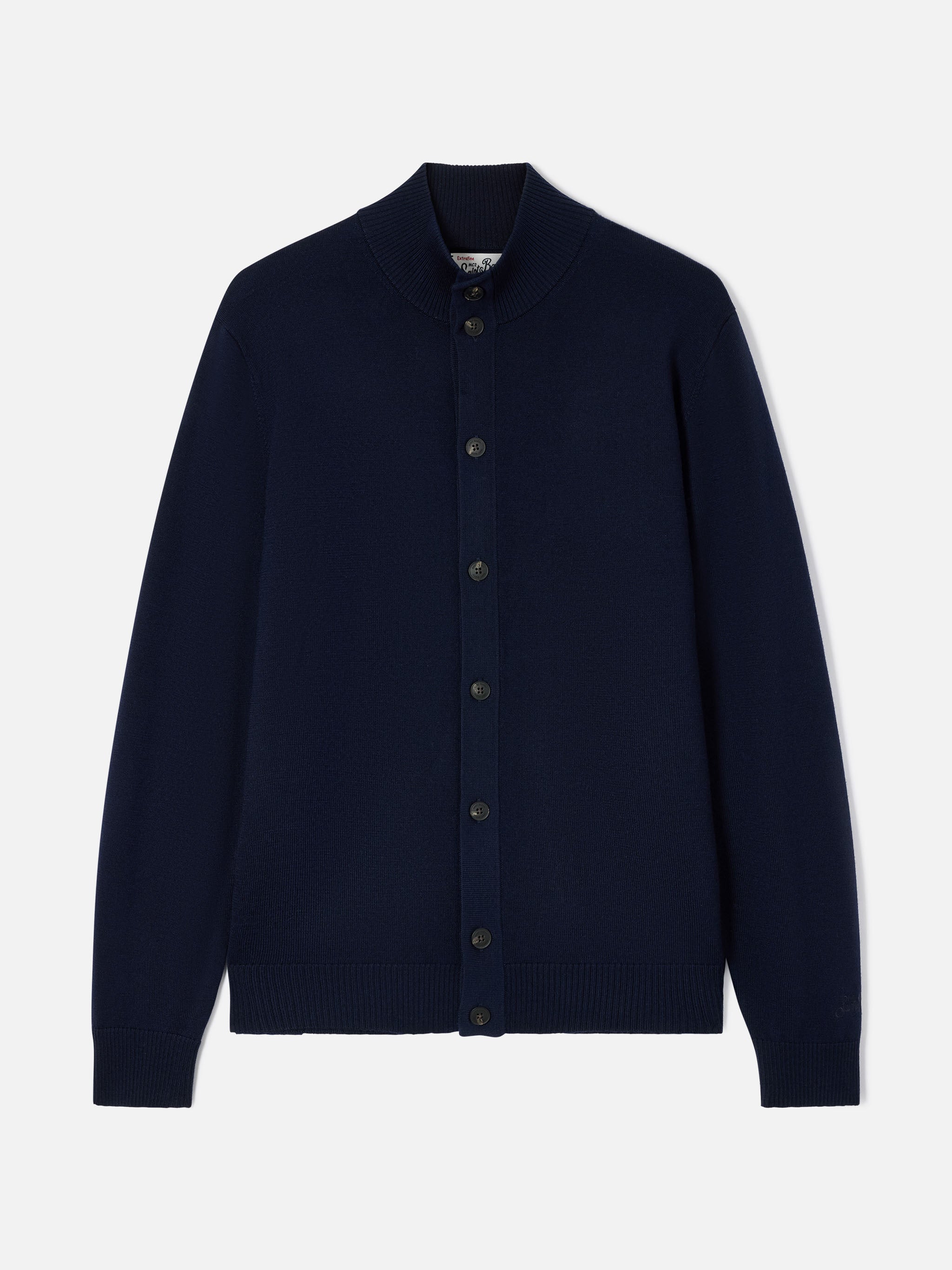 mc2-saint-barth-cardigan-savile-uomo-in-lana-merino-blu-navy image 1