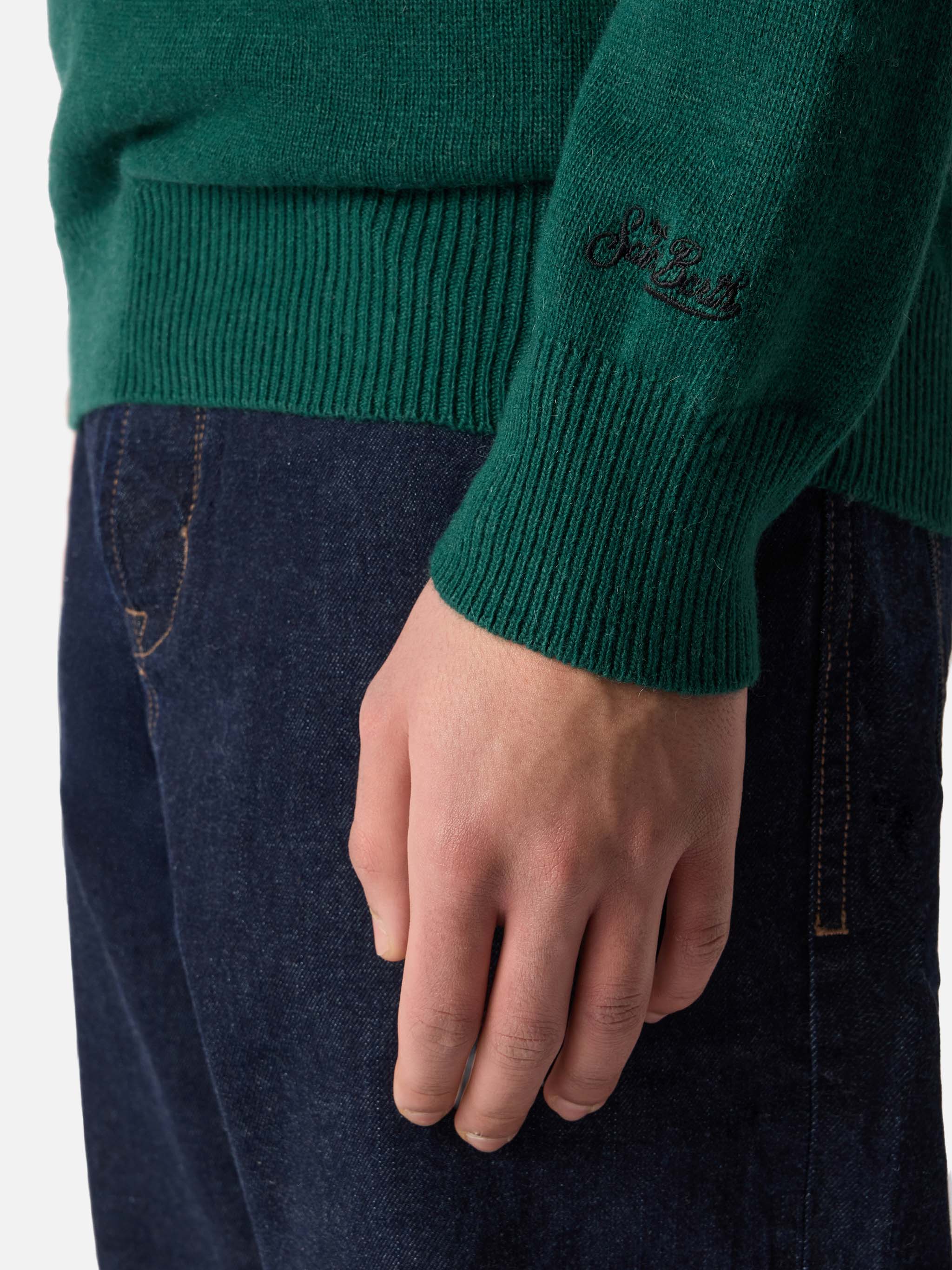 mc2-saint-barth-heron-maglione-girocollo-uomo-verde-jacquard-woodstock-peanuts-s image 4