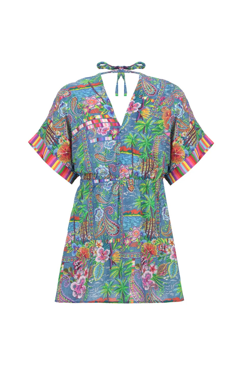 4giveness-abito-scollo-v-manica-3-4-denim-mexican-bimba-abito-mare image 1