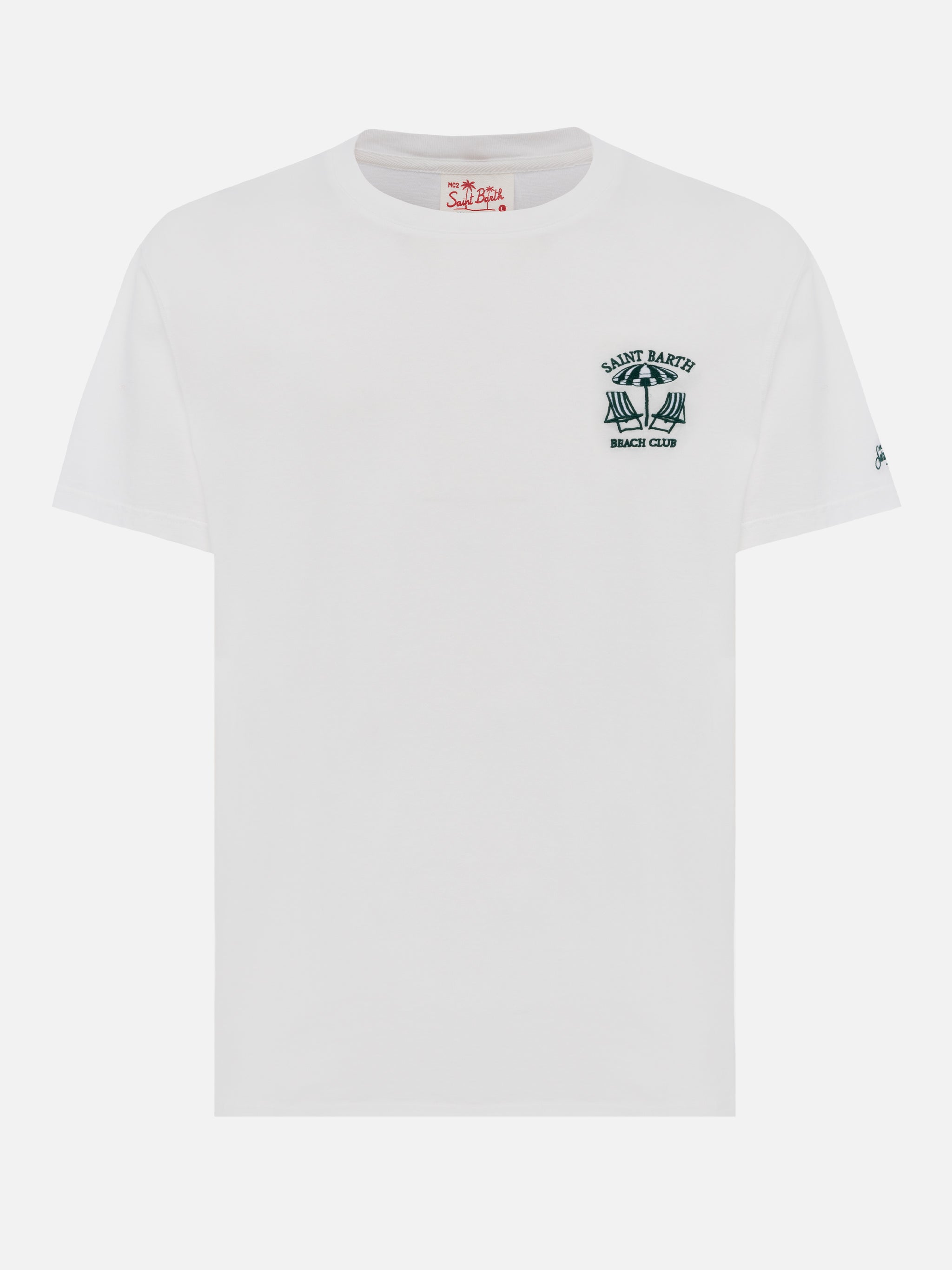 mc2-saint-barth-portofino-t-shirt-uomo-cotone-organico-bianca-ricamo-beach-club image 4