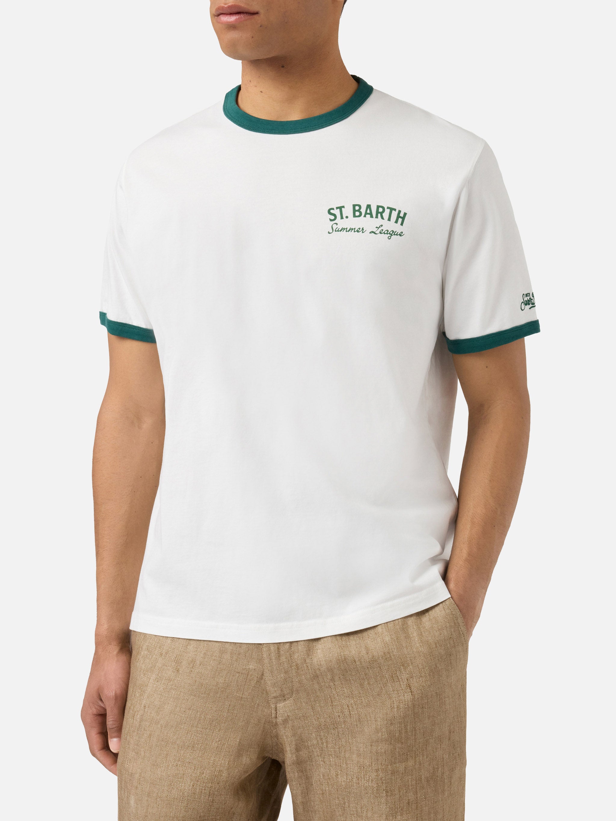 mc2-saint-barth-dean-t-shirt-uomo-panna-tennis-league-in-cotone-con-maxi-grafica image 3