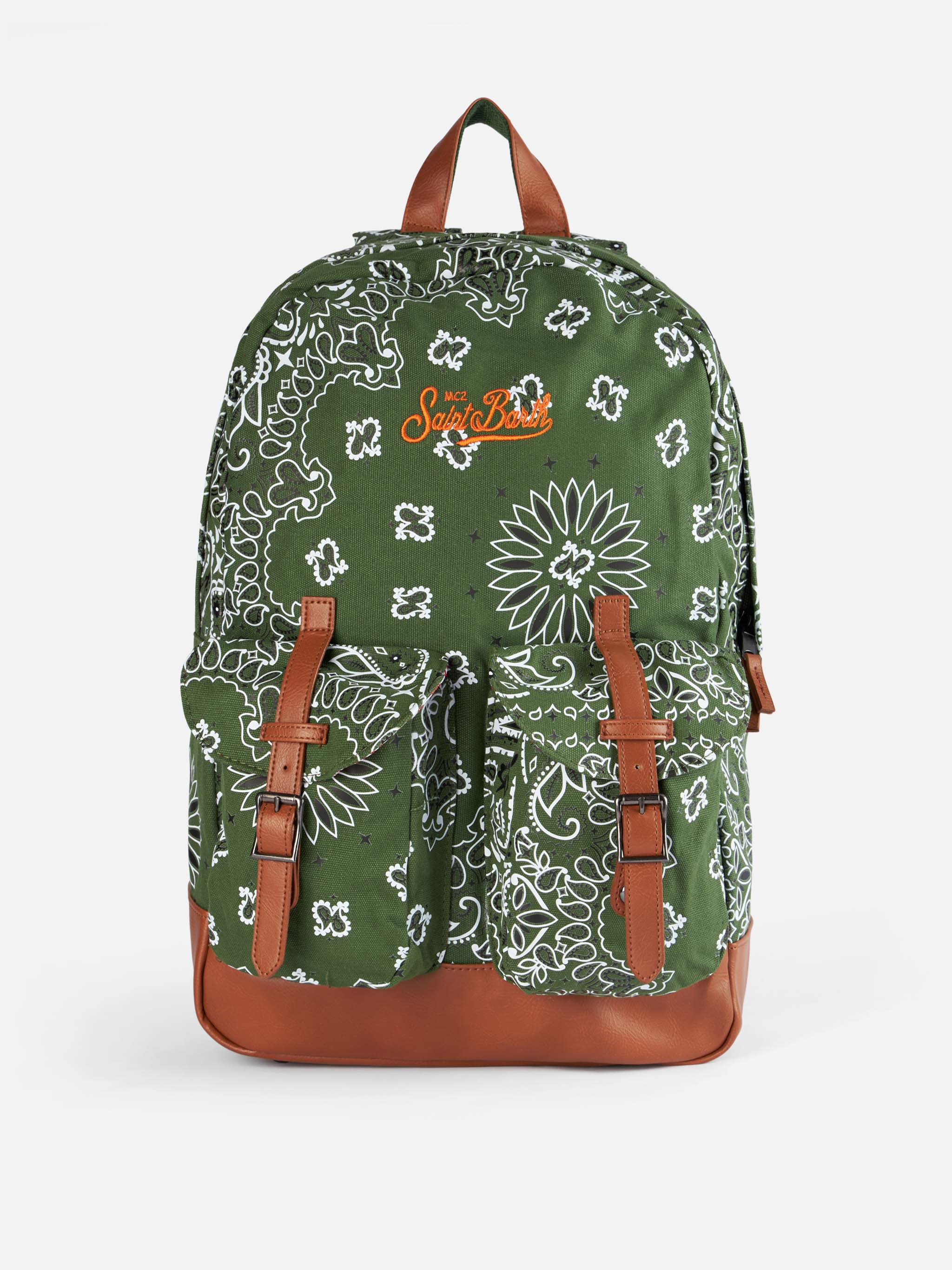 mc2-saint-barth-cody-zaino-in-tela-con-stampa-bandana-verde-45x30x18-cm image 1