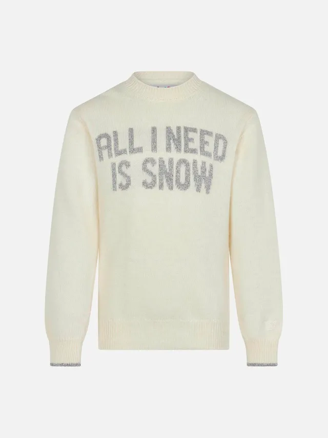 mc2-saint-barth-maglione-bambina-girocollo-all-i-need-is-snow-in-misto-cashmere image 1