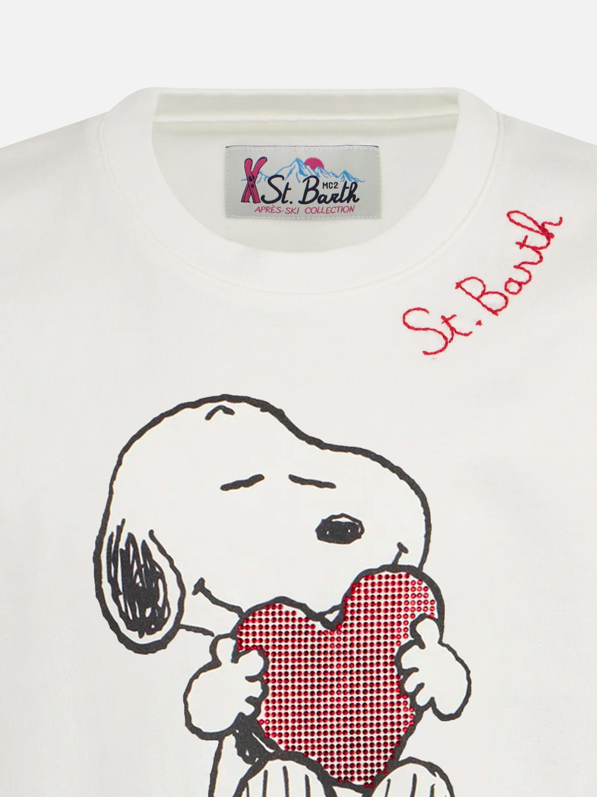 mc2-saint-barth-t-shirt-bambina-cotone-pesante-bianca-snoopy-strass-edizione-spe image 2