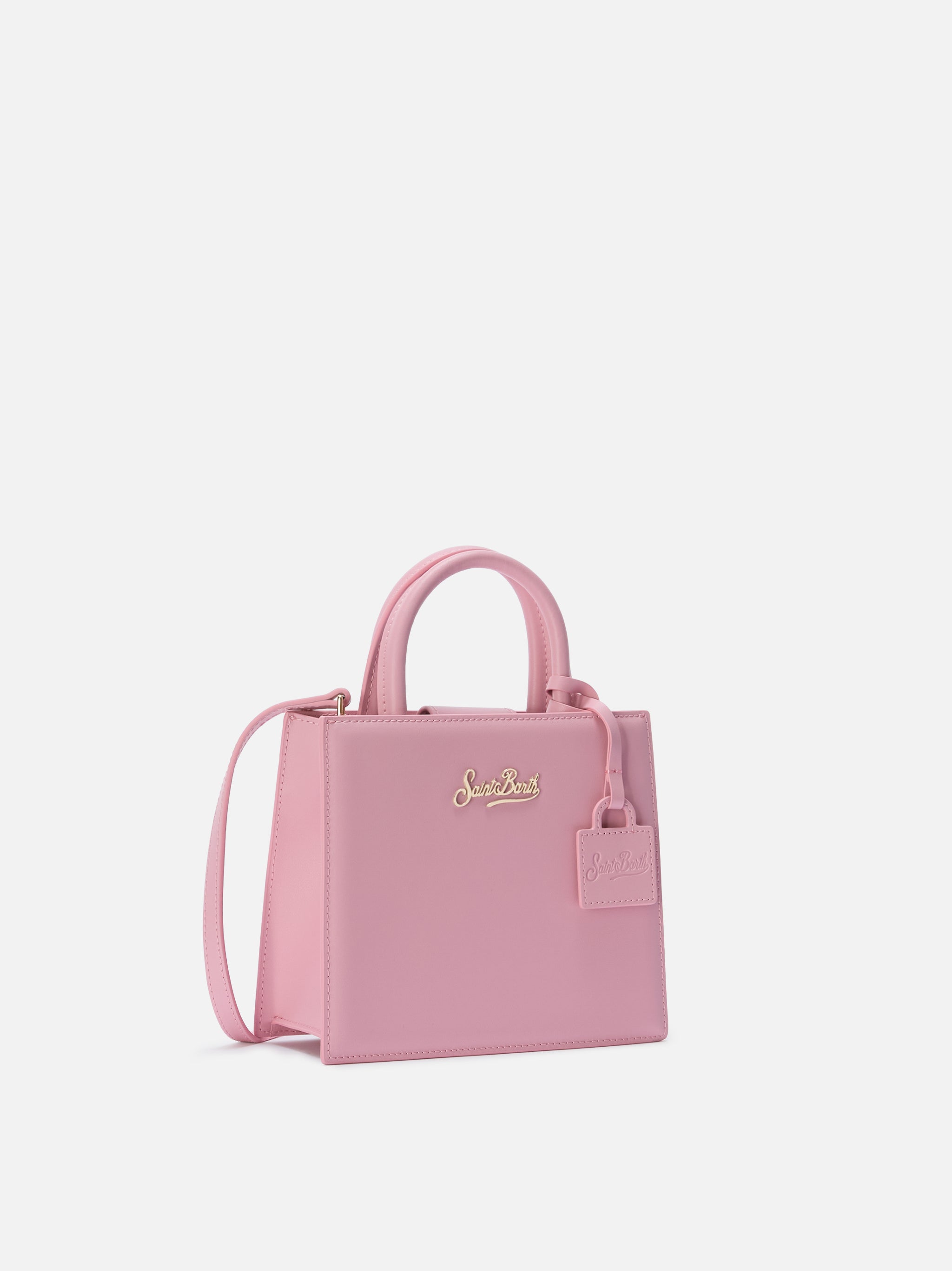 mc2-saint-barth-borsa-shop-mini-in-pelle-liscia-rosa-con-targhetta-metallica image 3