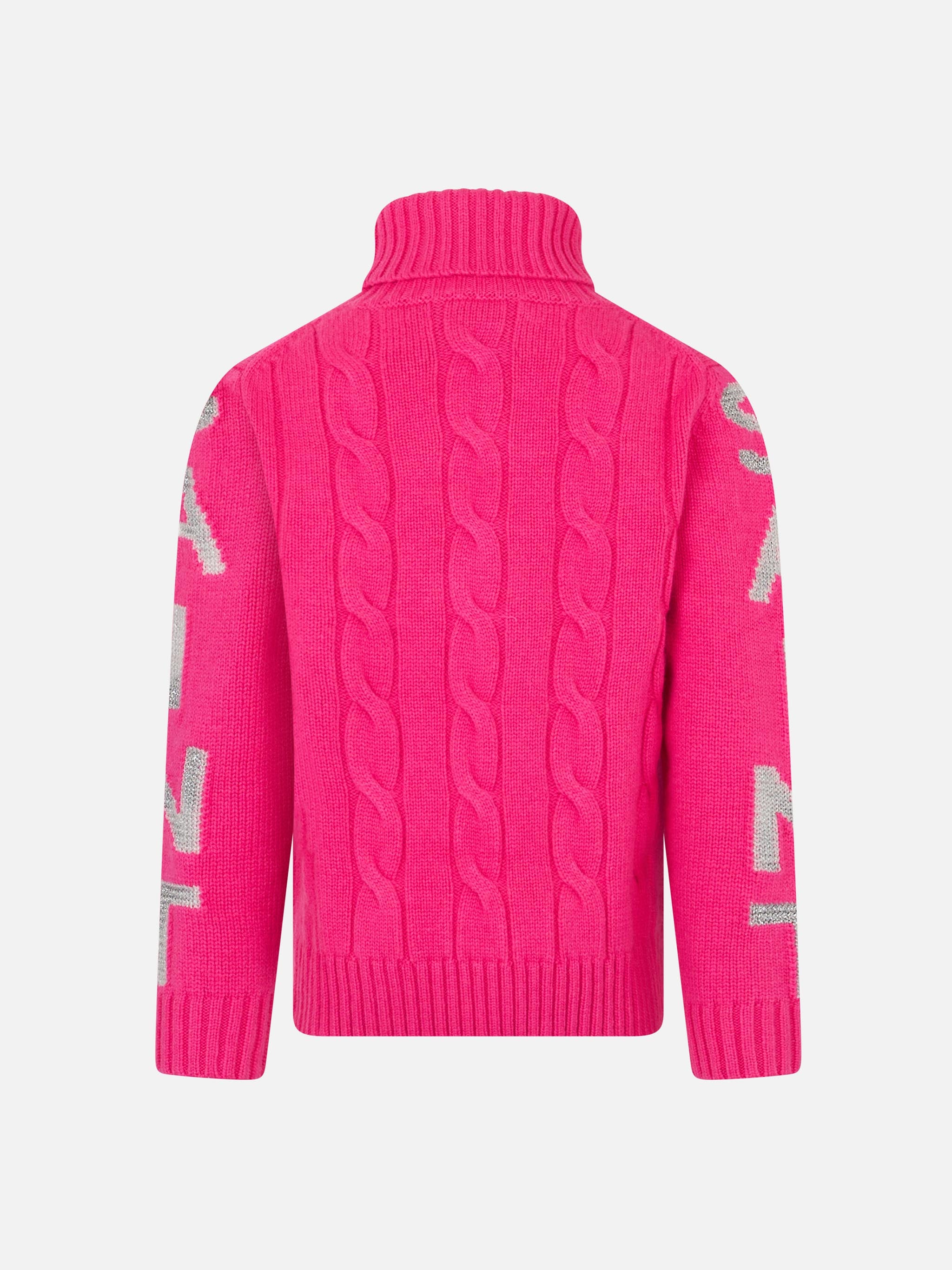 mc2-saint-barth-maglione-bambina-collo-alto-rosa-fluo-jacquard-saint-barth image 2
