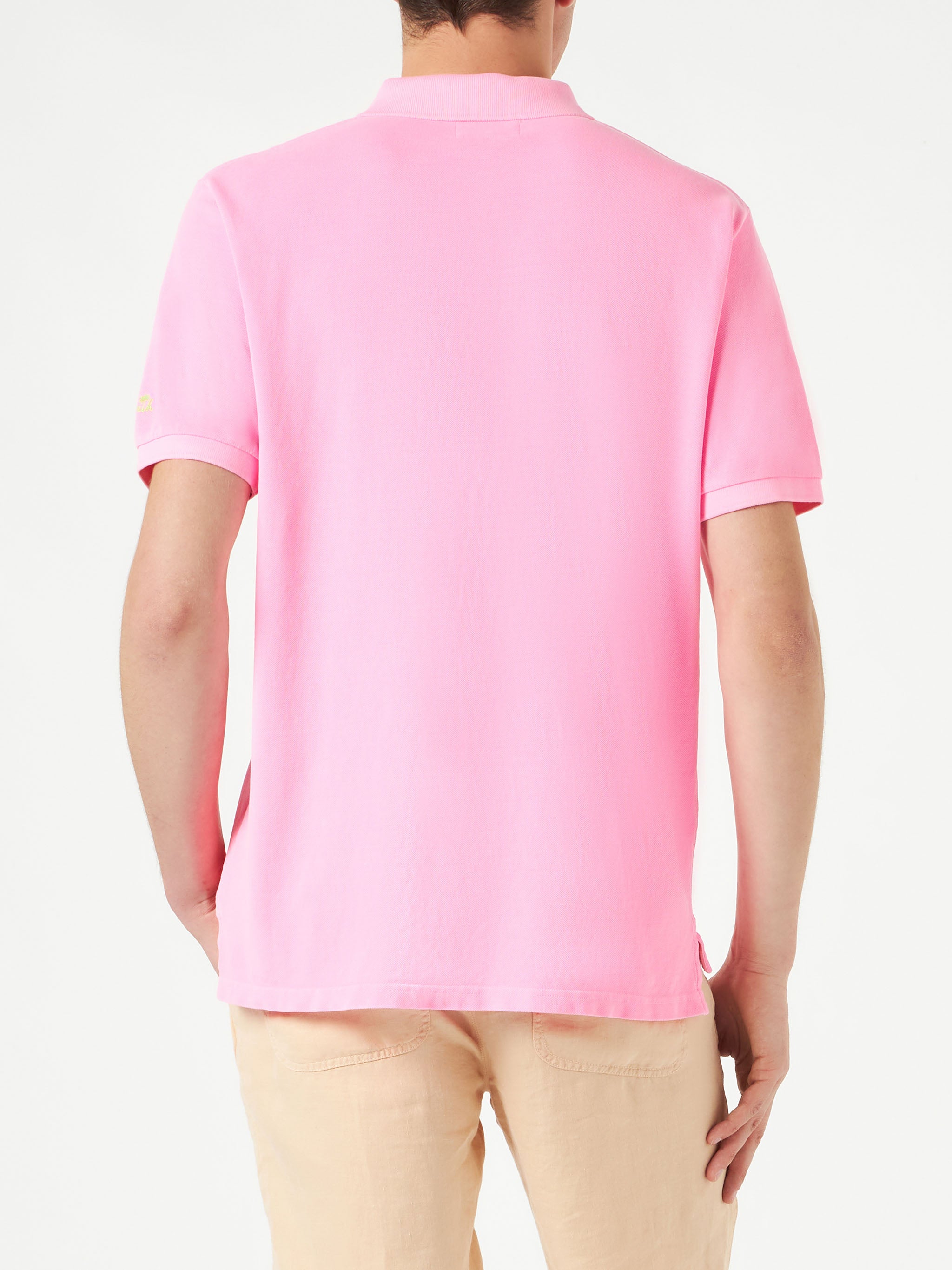mc2-saint-barth-polo-in-piquet-di-cotone-rosa-effetto-vintage image 3