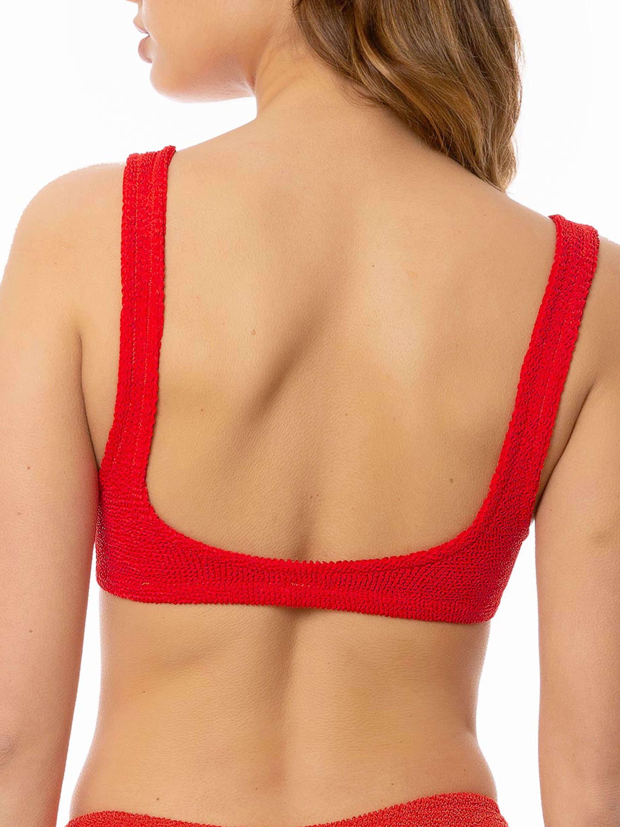 mc2-saint-barth-top-bikini-naima-bralette-crinkle-rosso-tinta-unita image 2