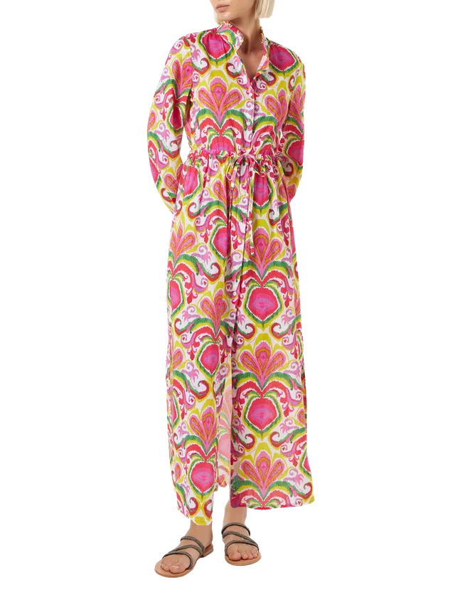 mc2-saint-barth-jodie-abito-cotone-ikat-multicolor-maniche-lunghe image 1