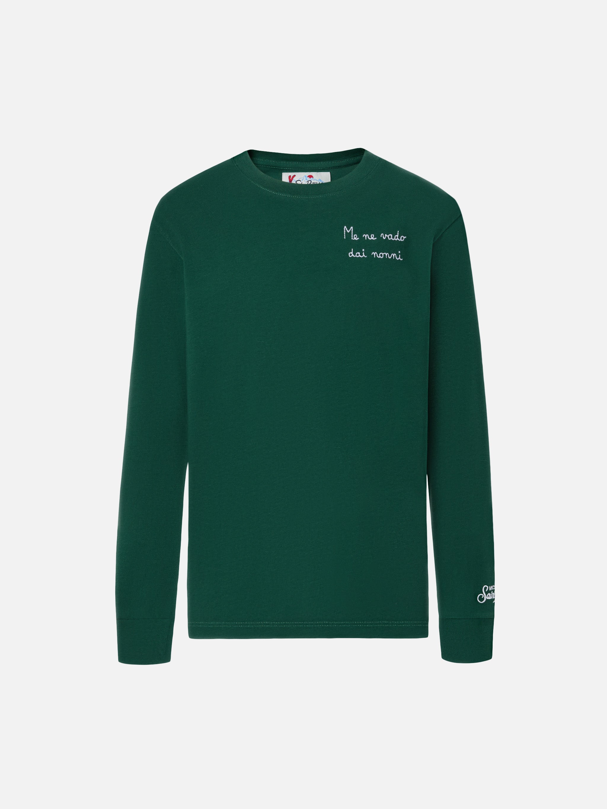mc2-saint-barth-luton-jr-lut0003-t-shirt-bambino-maniche-lunghe-verde-ricamo image 1