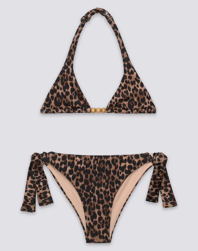 sundek-mini-bikini-stampa-leopardata-bambina-top-triangolo-slip-con-laccetti image 1