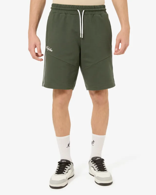 australian-collage-short-short-in-felpa-blu-con-piping-e-logo-ricamato image 1