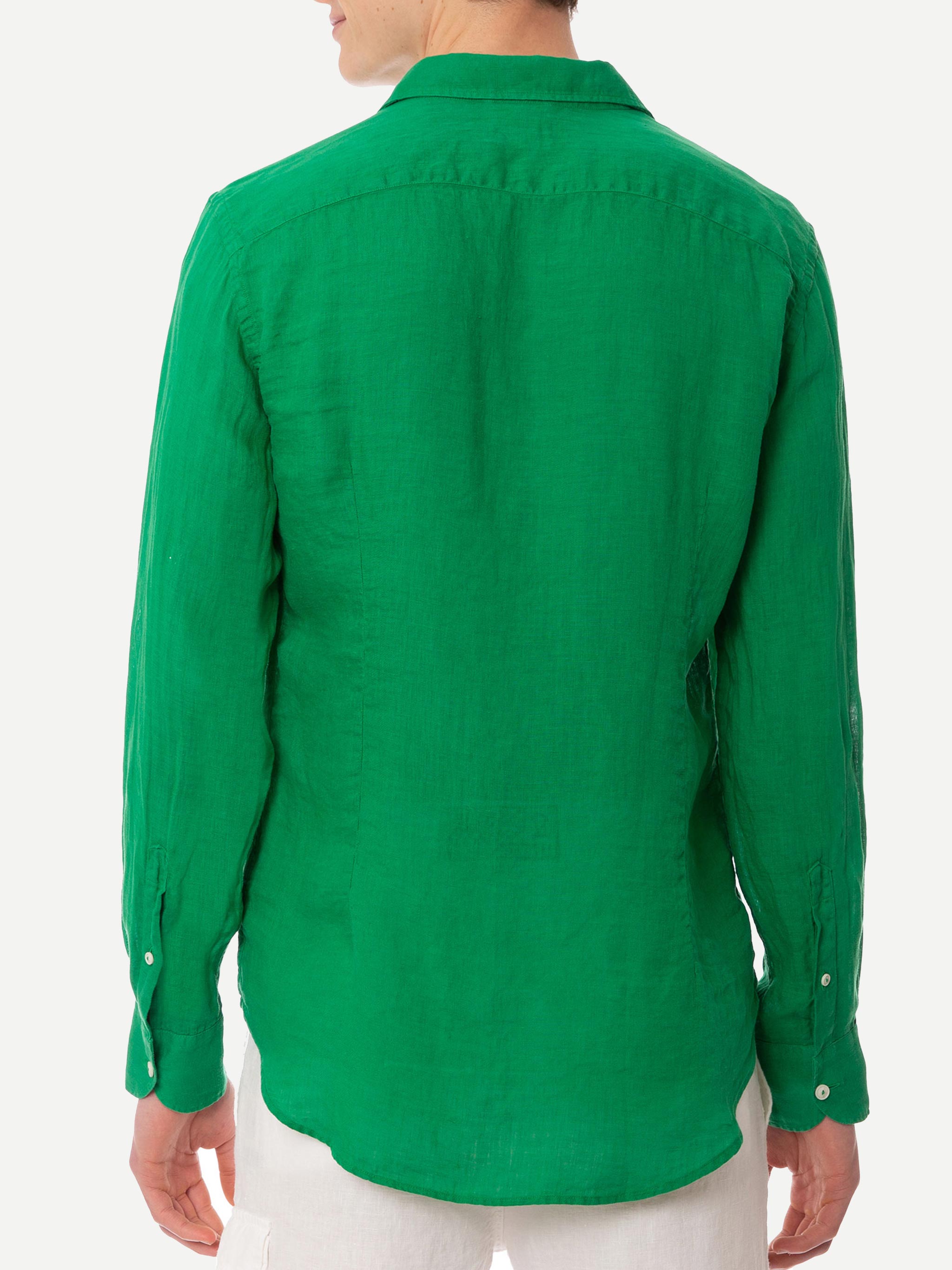 mc2-saint-barth-camicia-pamplona-in-puro-lino-verde-tinta-unita-da-uomo image 3