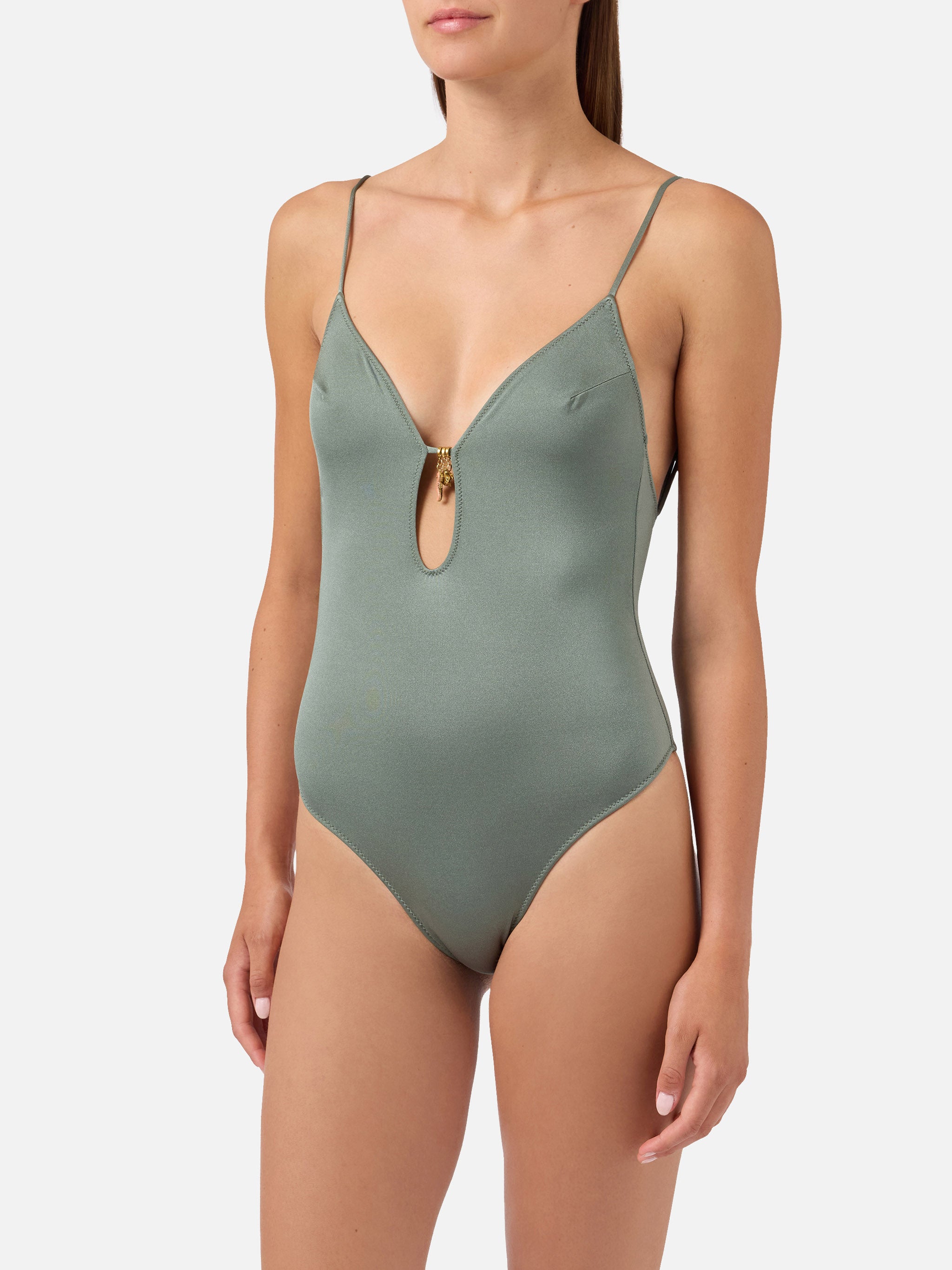 mc2-saint-barth-crunchy-costume-intero-donna-verde-militare-glossy-charms image 2