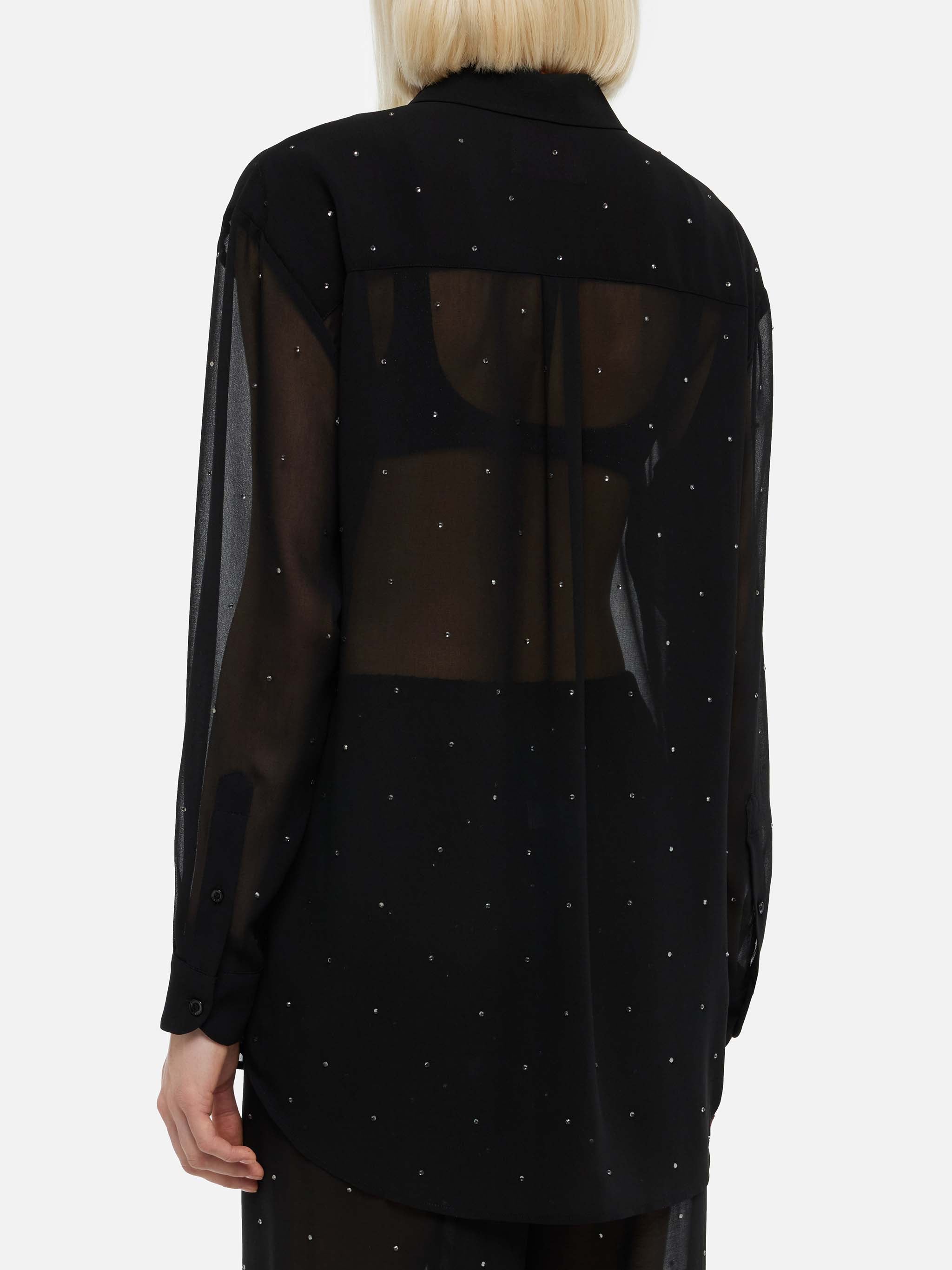 mc2-saint-barth-brigitte-camicia-donna-nera-in-georgette-con-strass image 4