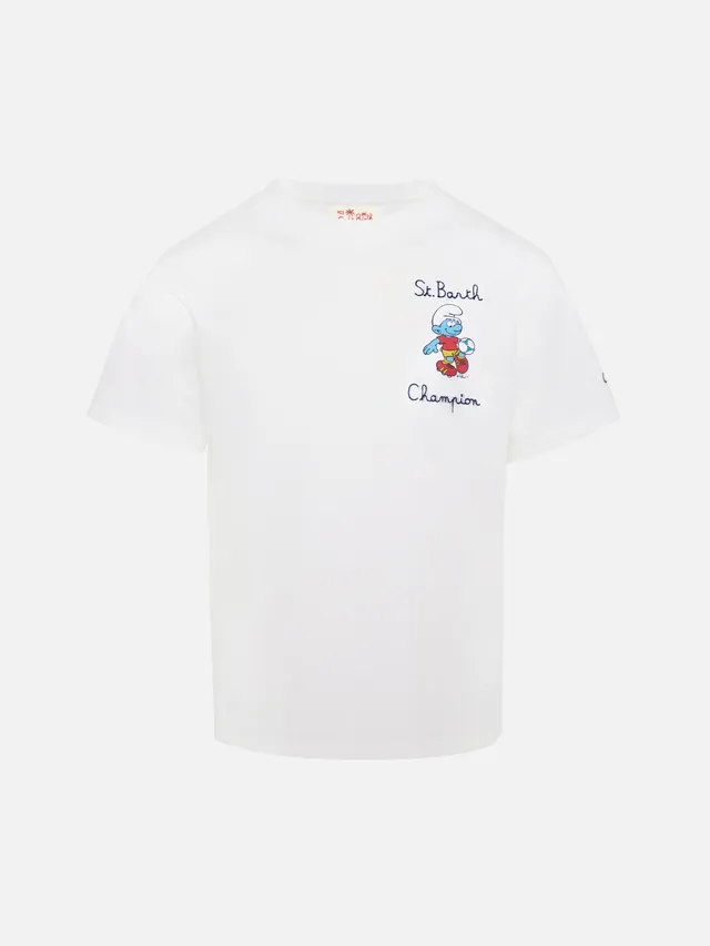 t-shirt-bambino-mc2-saint-barth-in-cotone-con-ricamo-puffo-the-smurfs-special-ed image 1