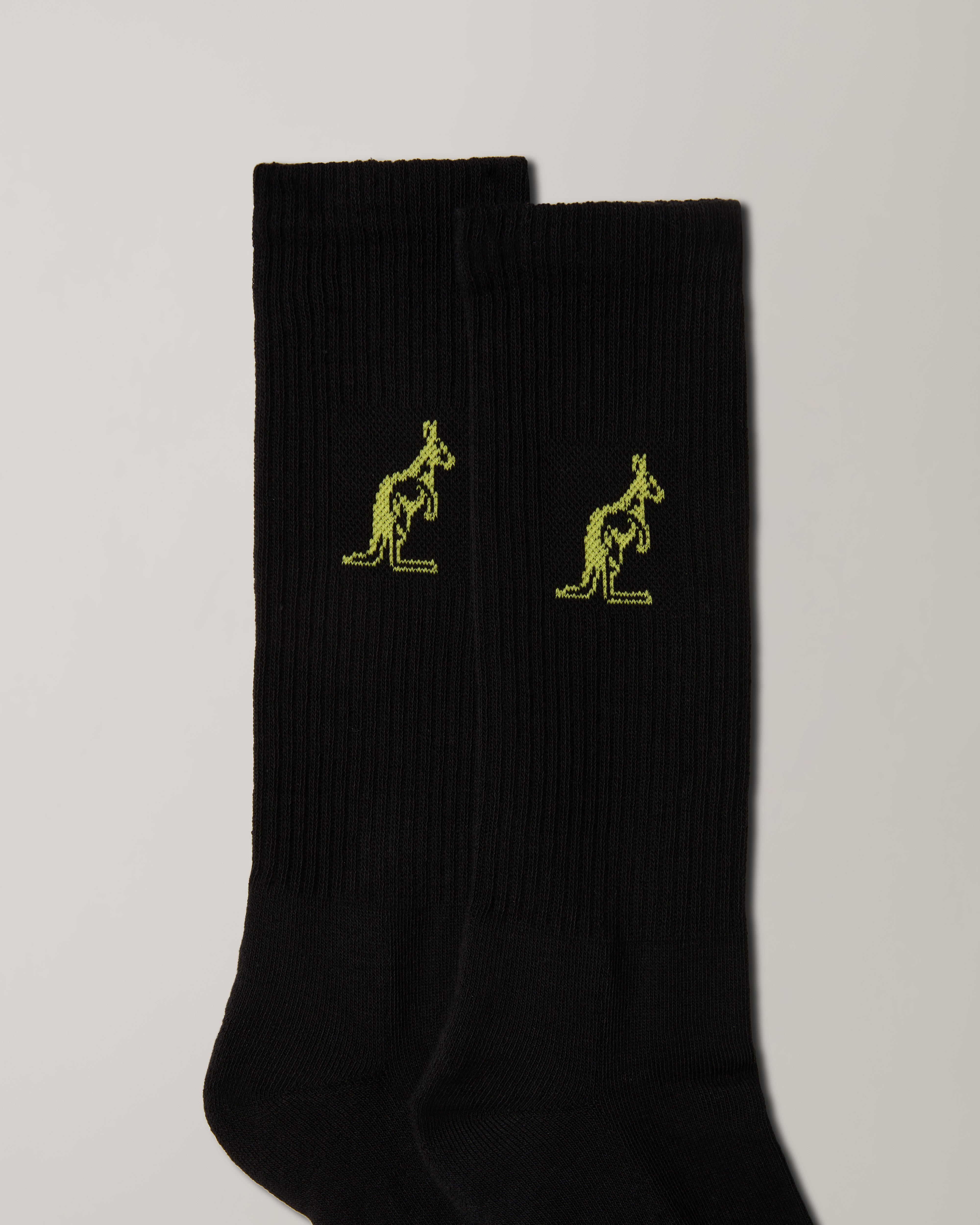 australian-essential-cotton-socks-calze-cotone-nero-giallo-vivo-tennis image 2