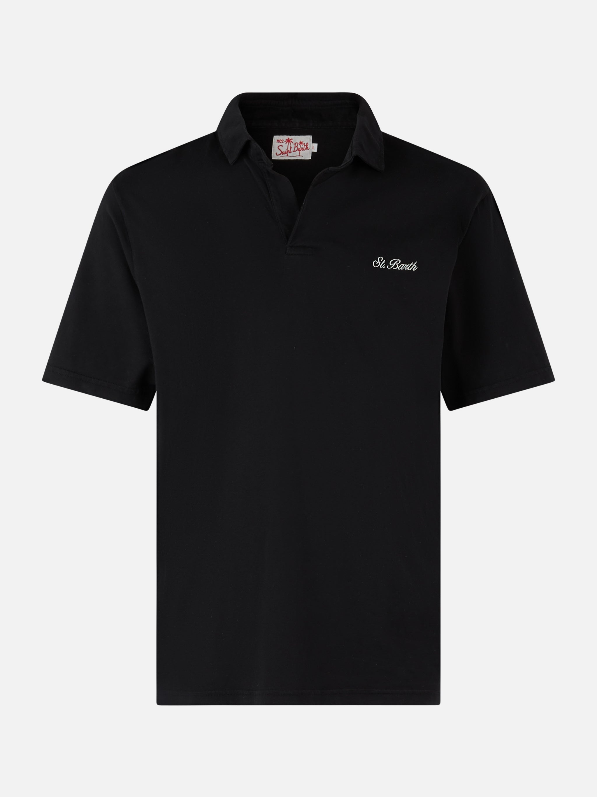 mc2-saint-barth-polo-brighton-in-cotone-jersey-nero-tinta-unita image 1