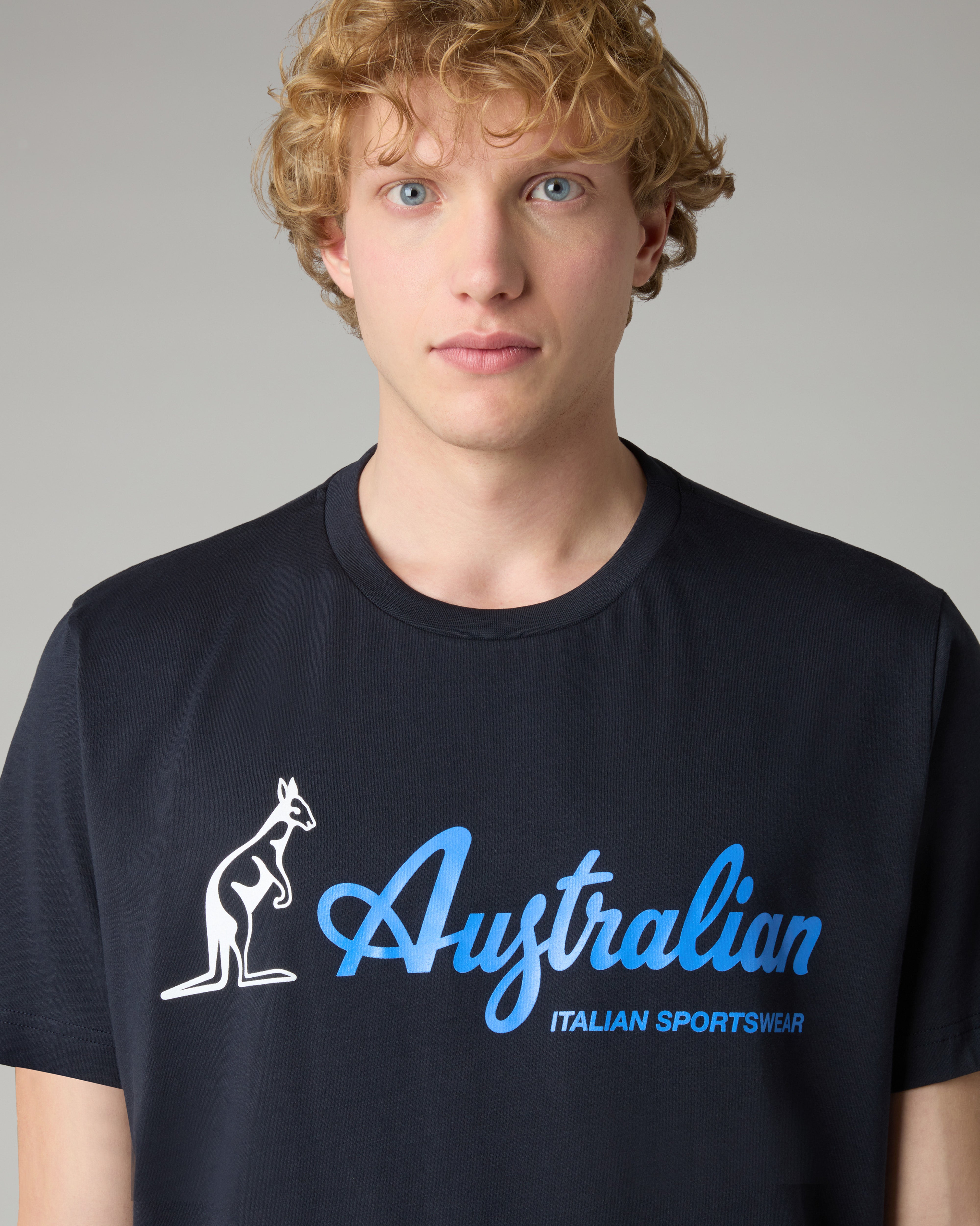 australian-big-logo-t-shirt-maglia-cotone-blu-navy-regular-fit image 4