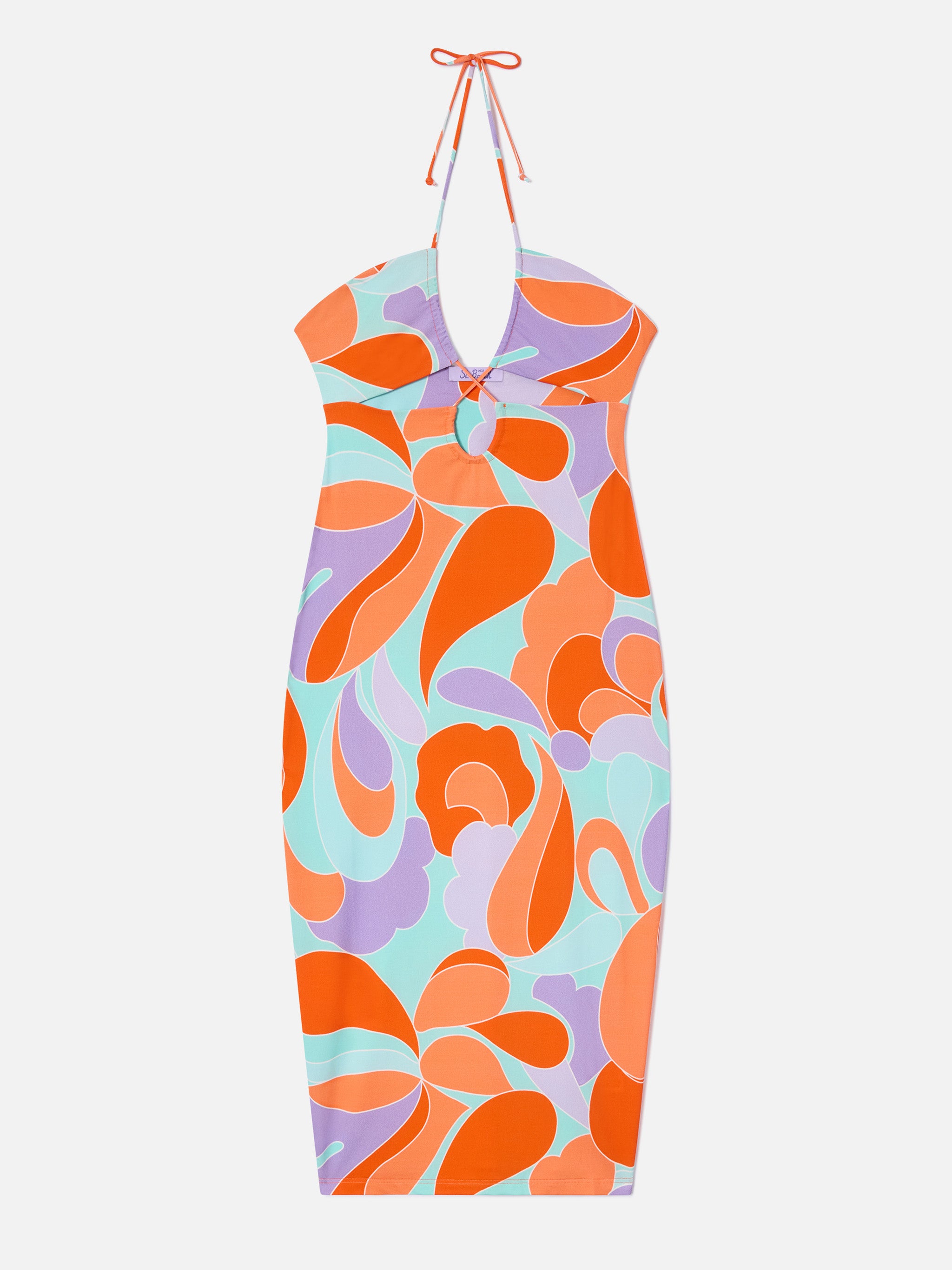 mc2-saint-barth-abito-longuette-cut-out-stampa-onde-verde image 4