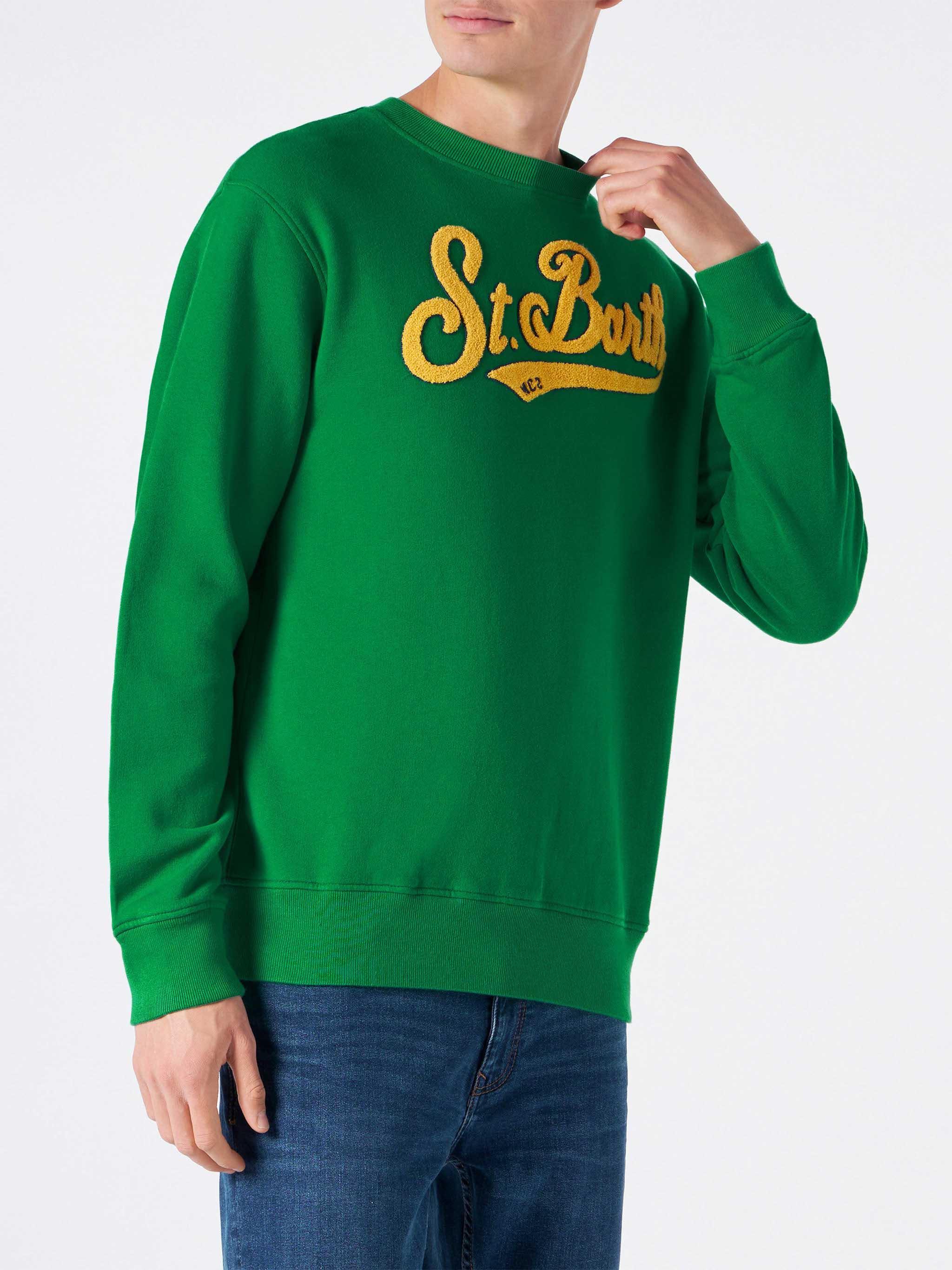 mc2-saint-barth-soho-felpa-uomo-verde-con-logo-spugna image 2